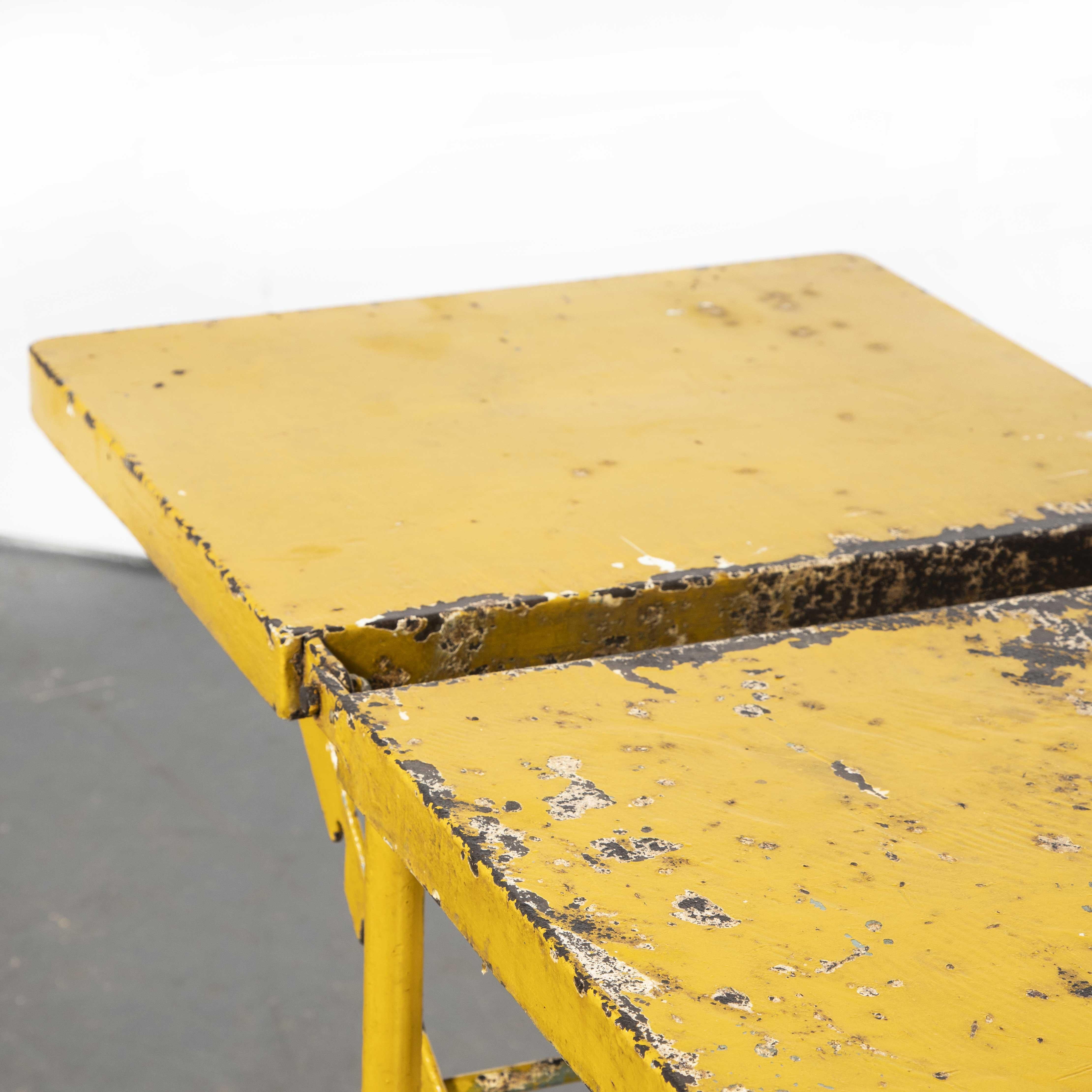 1960's French Army Industrial Field Table, Yellow For Sale 1