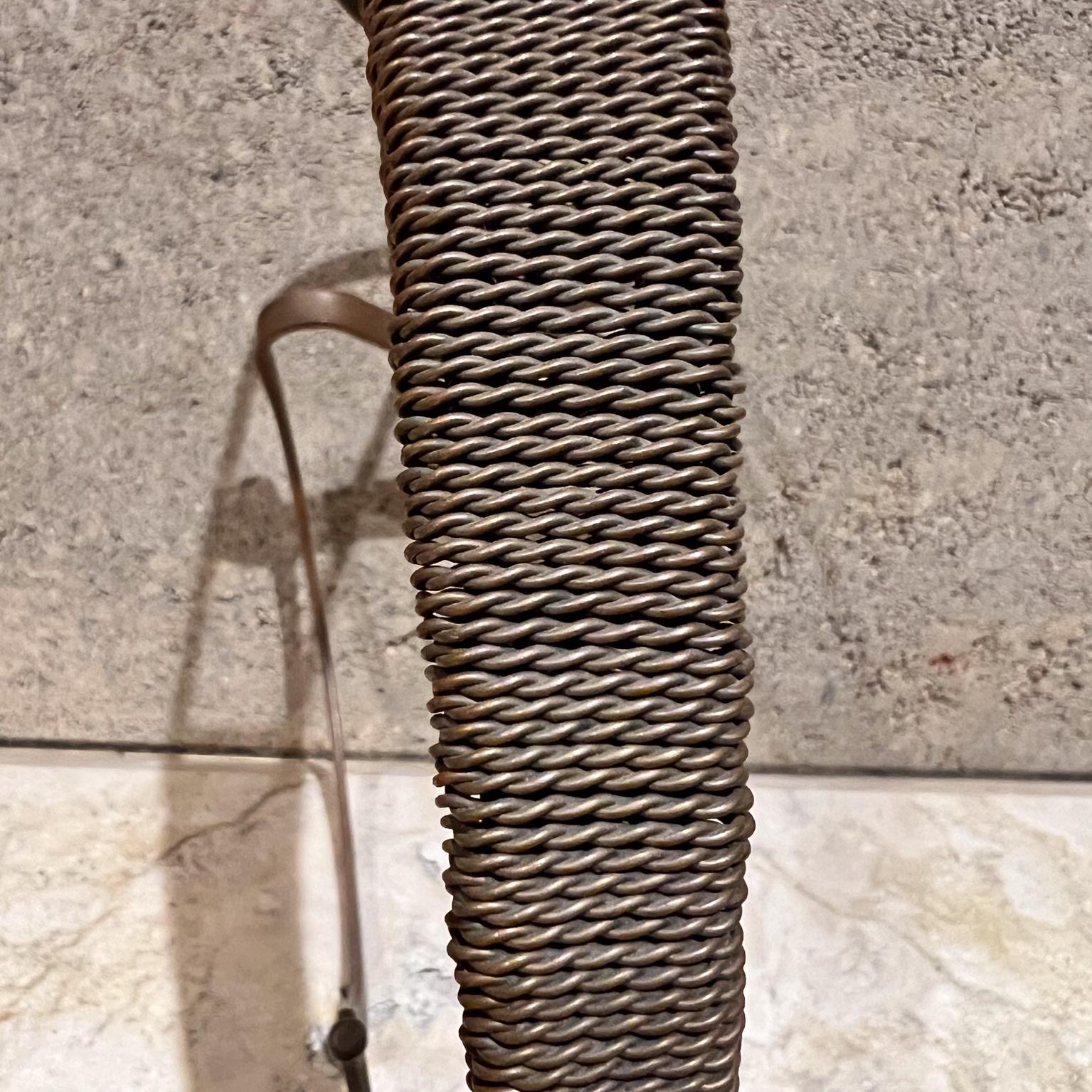 20th Century 1960s French Art Deco Sculptural Wine Bottle Holder Woven Copper For Sale