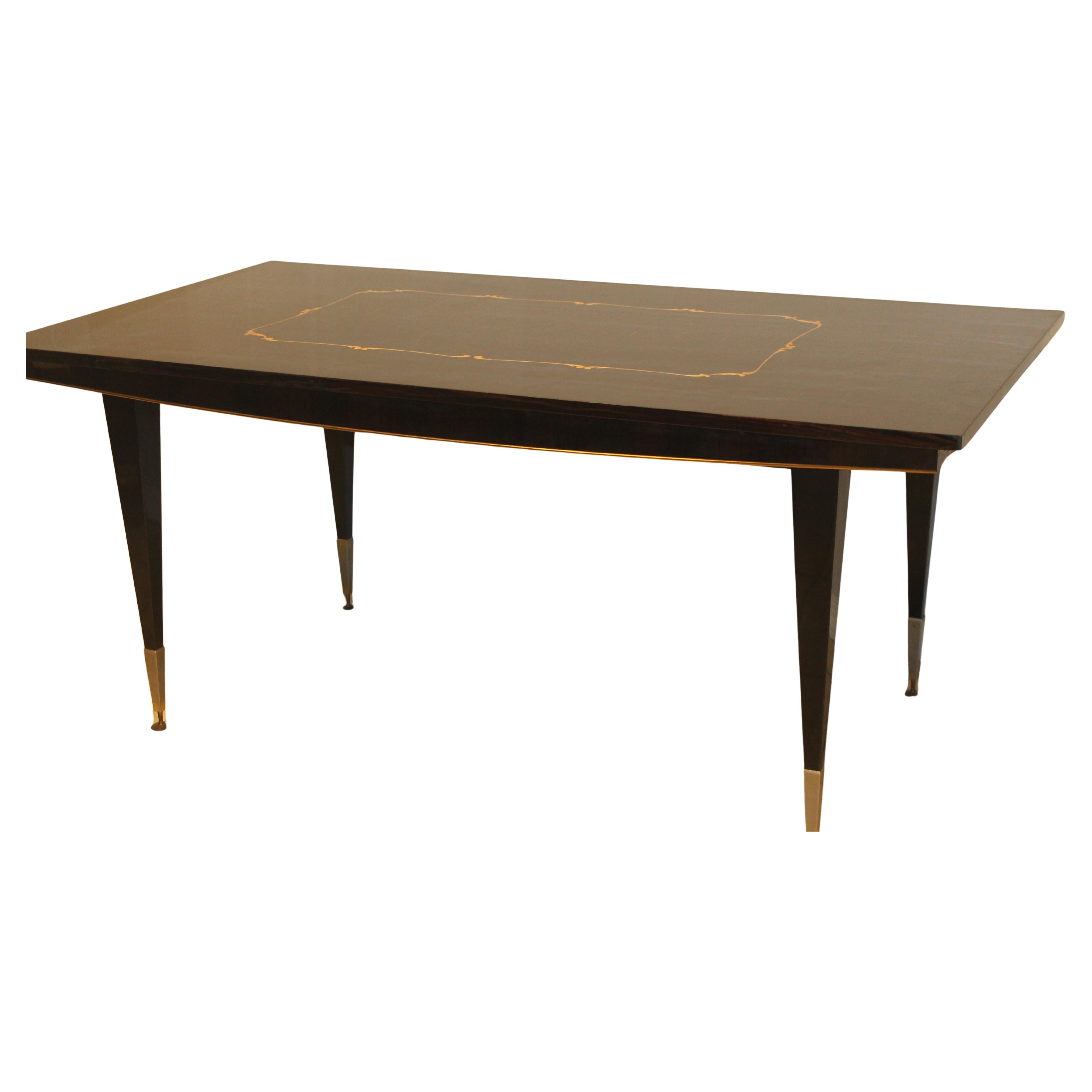 Mesa de comedor de ébano de Macassar exótico estilo Art Déco francés de los años 60