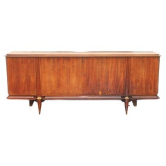 1960's French Art Deco style Long Walnut Buffet/ Sideboard/ Credenza