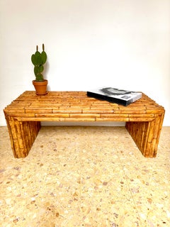 1960s French Bamboo Coffee Table