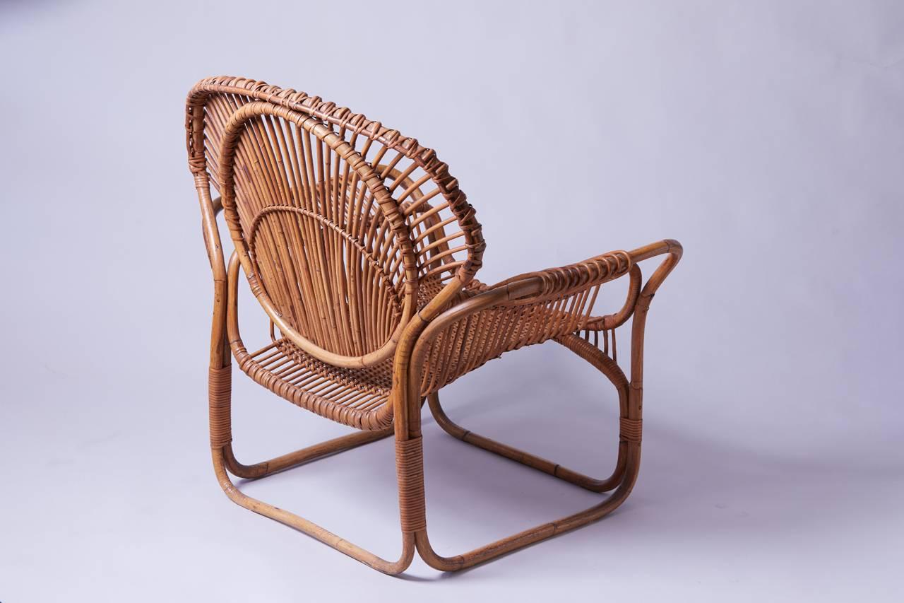 1960s French Bamboo Large Scale Armchair In Excellent Condition In Aspen, CO