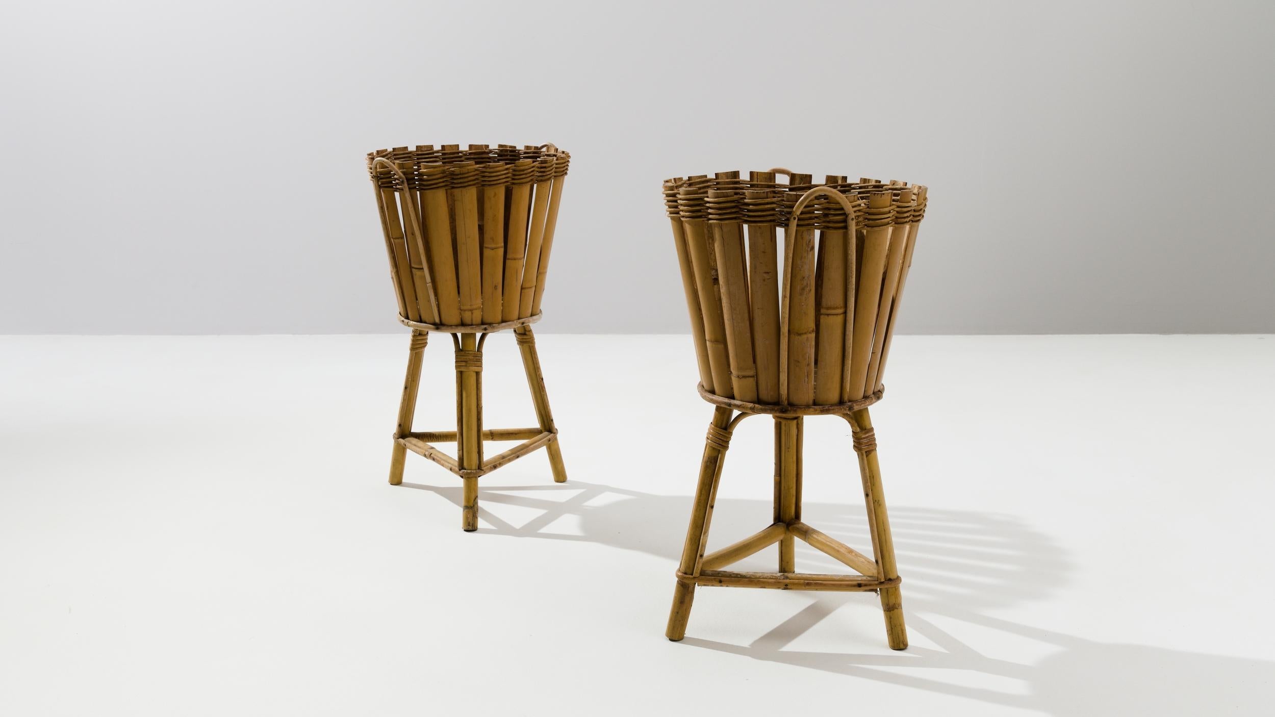 1960s French Bamboo Planters, a Pair  2