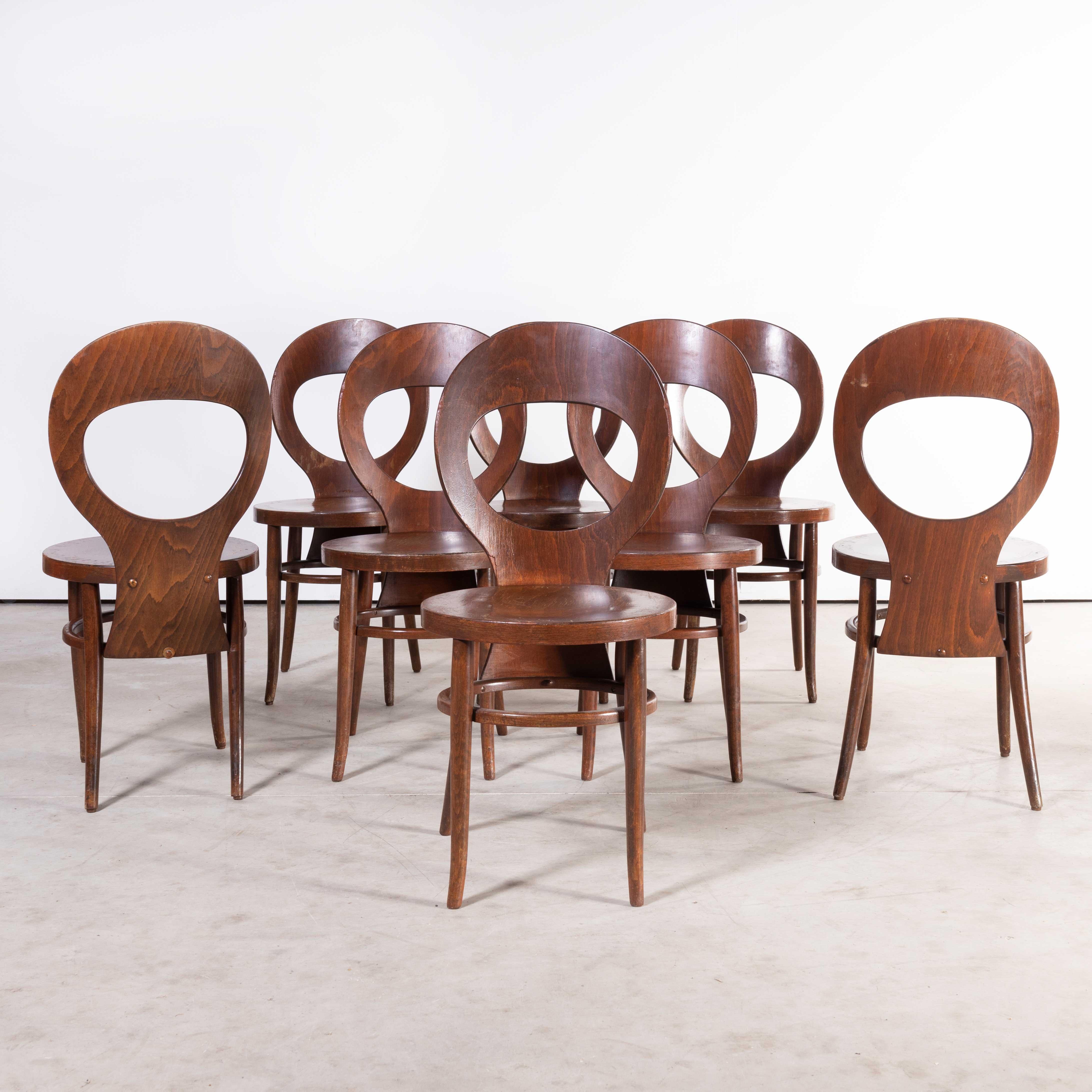 1960's French Baumann Bentwood Dark Moutte Dining Chair - Set Of Eight For Sale 7