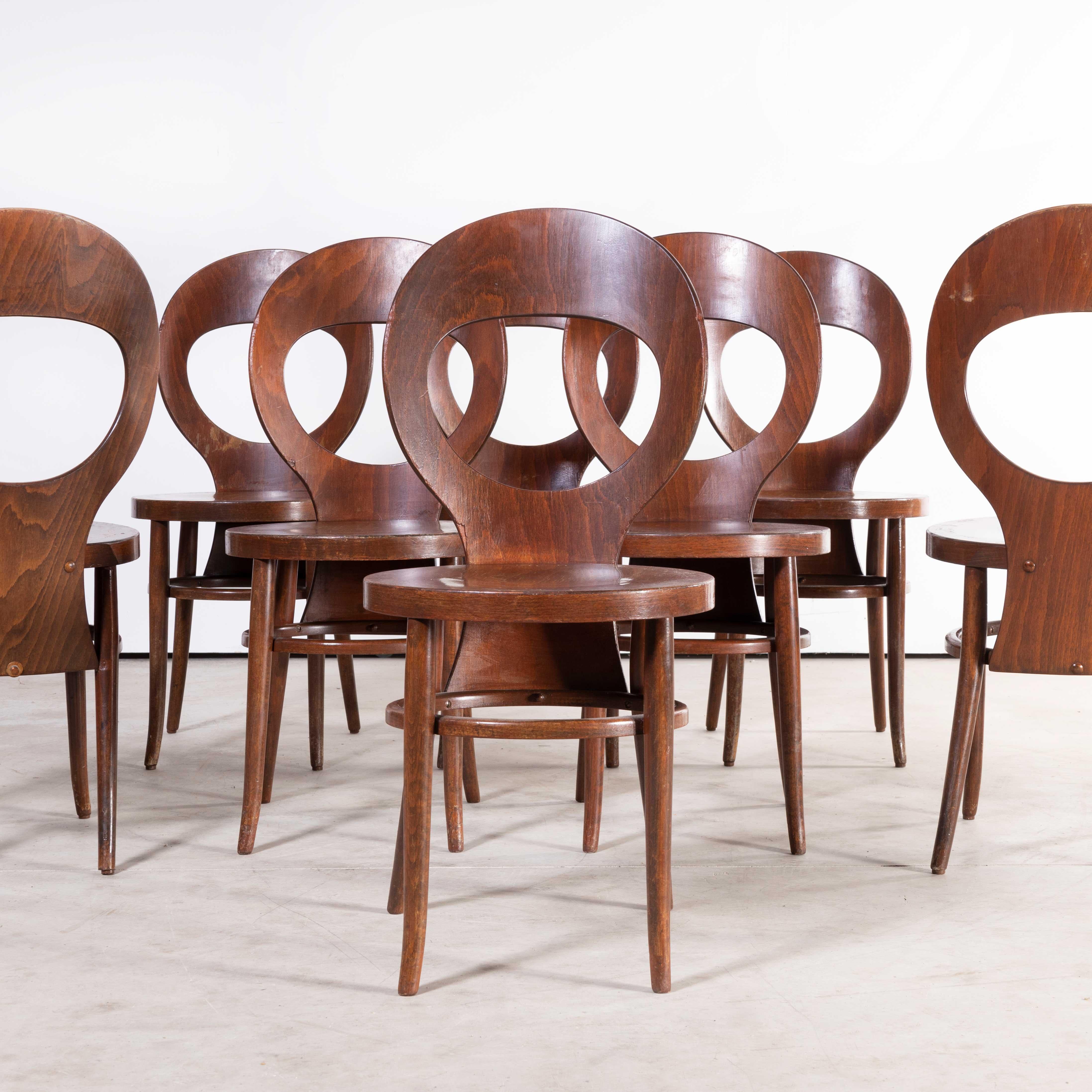 1960's French Baumann Bentwood Dark Moutte Dining Chair - Set Of Eight In Good Condition For Sale In Hook, Hampshire