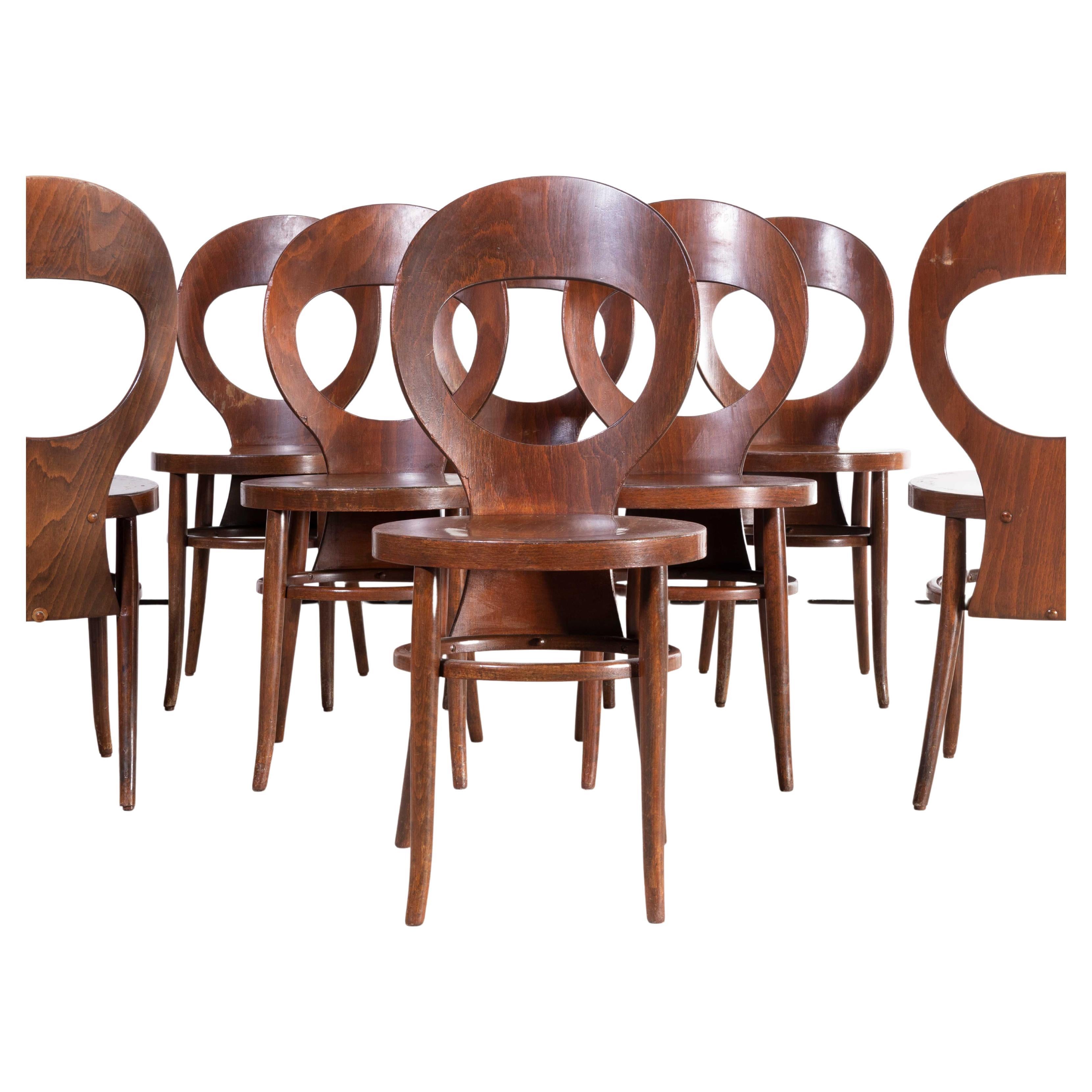 1960's French Baumann Bentwood Dark Moutte Dining Chair - Set Of Eight