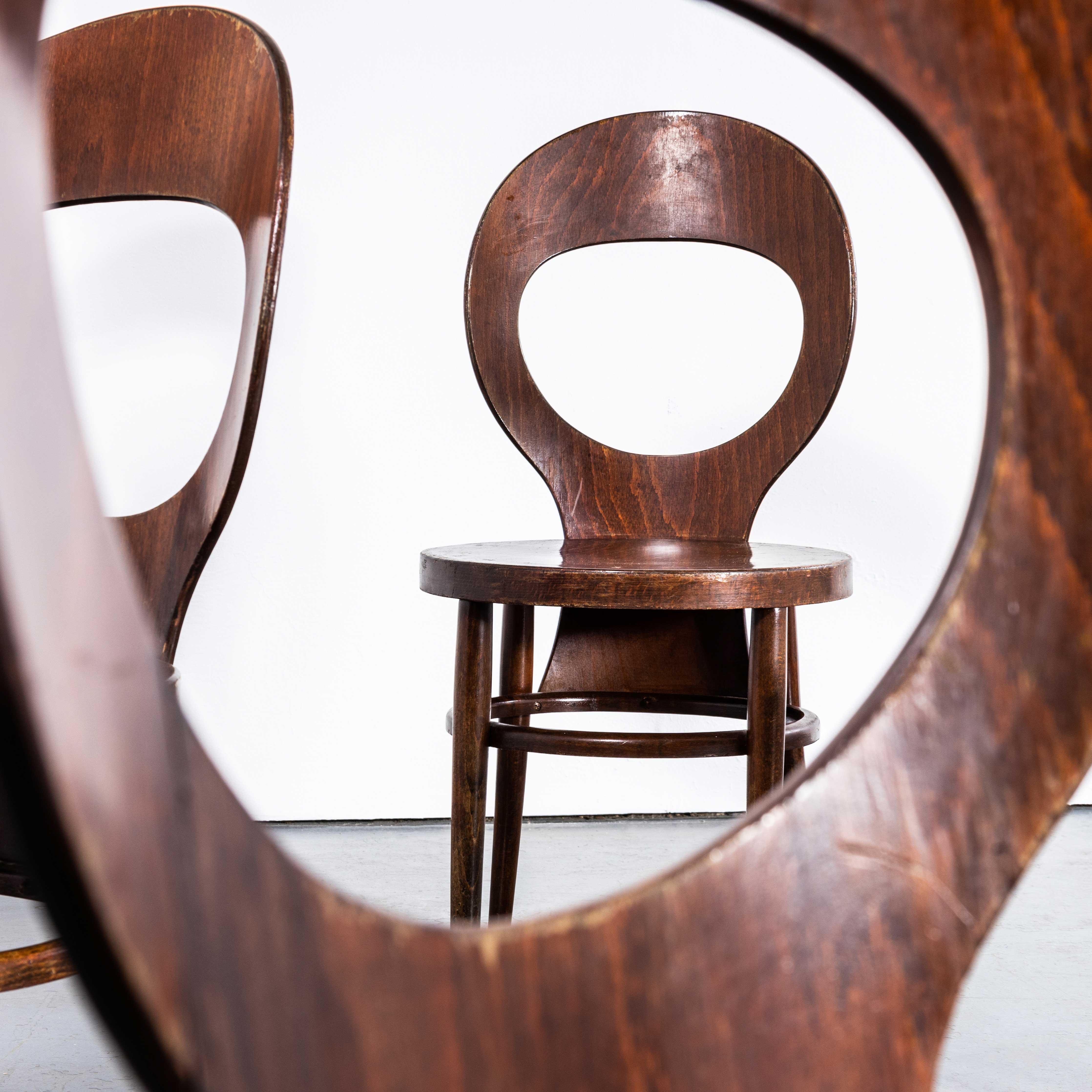 1960's French Baumann Bentwood Dark Moutte Dining Chair - Set Of Four In Good Condition For Sale In Hook, Hampshire