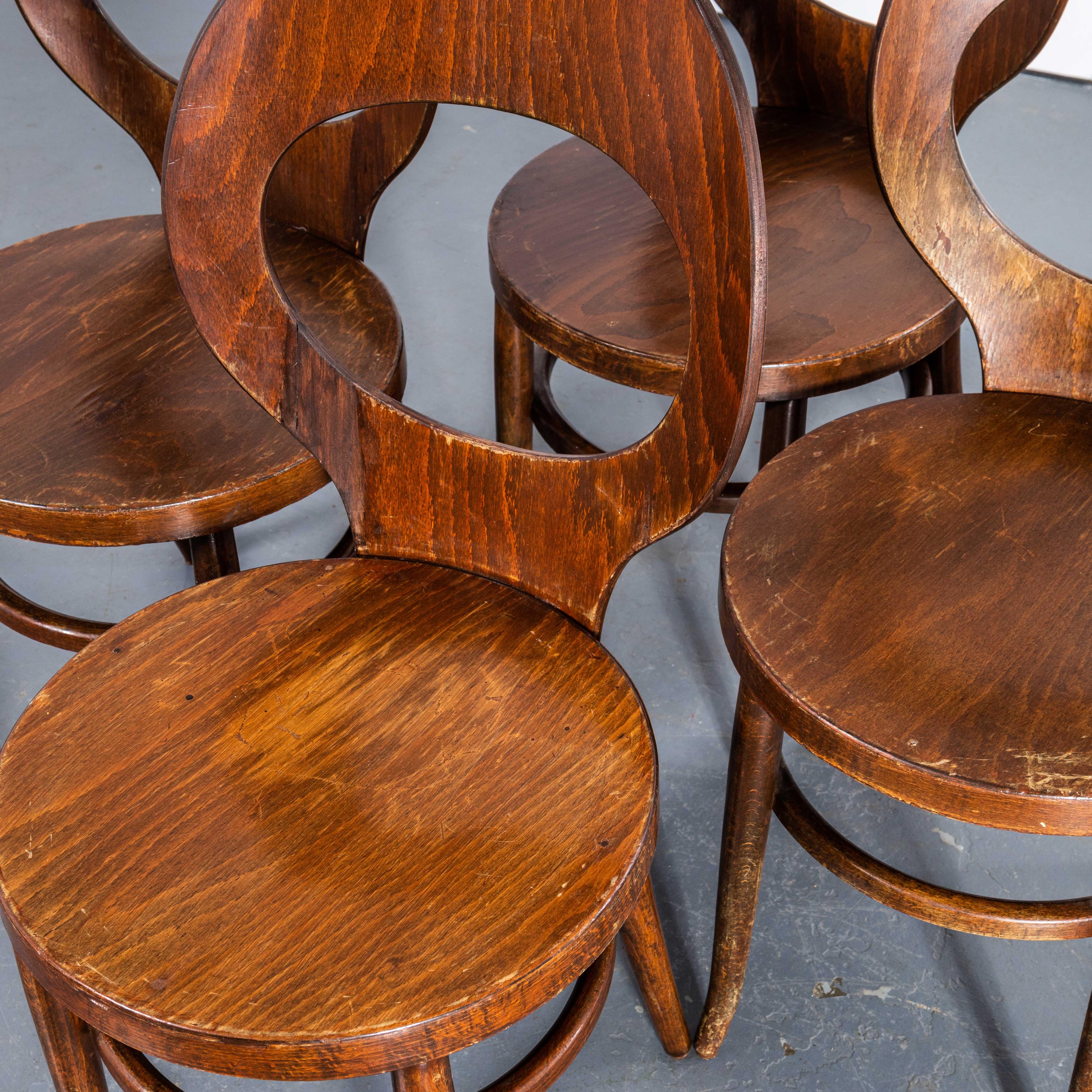 Mid-20th Century 1960's French Baumann Bentwood Dark Moutte Dining Chair - Set Of Four For Sale