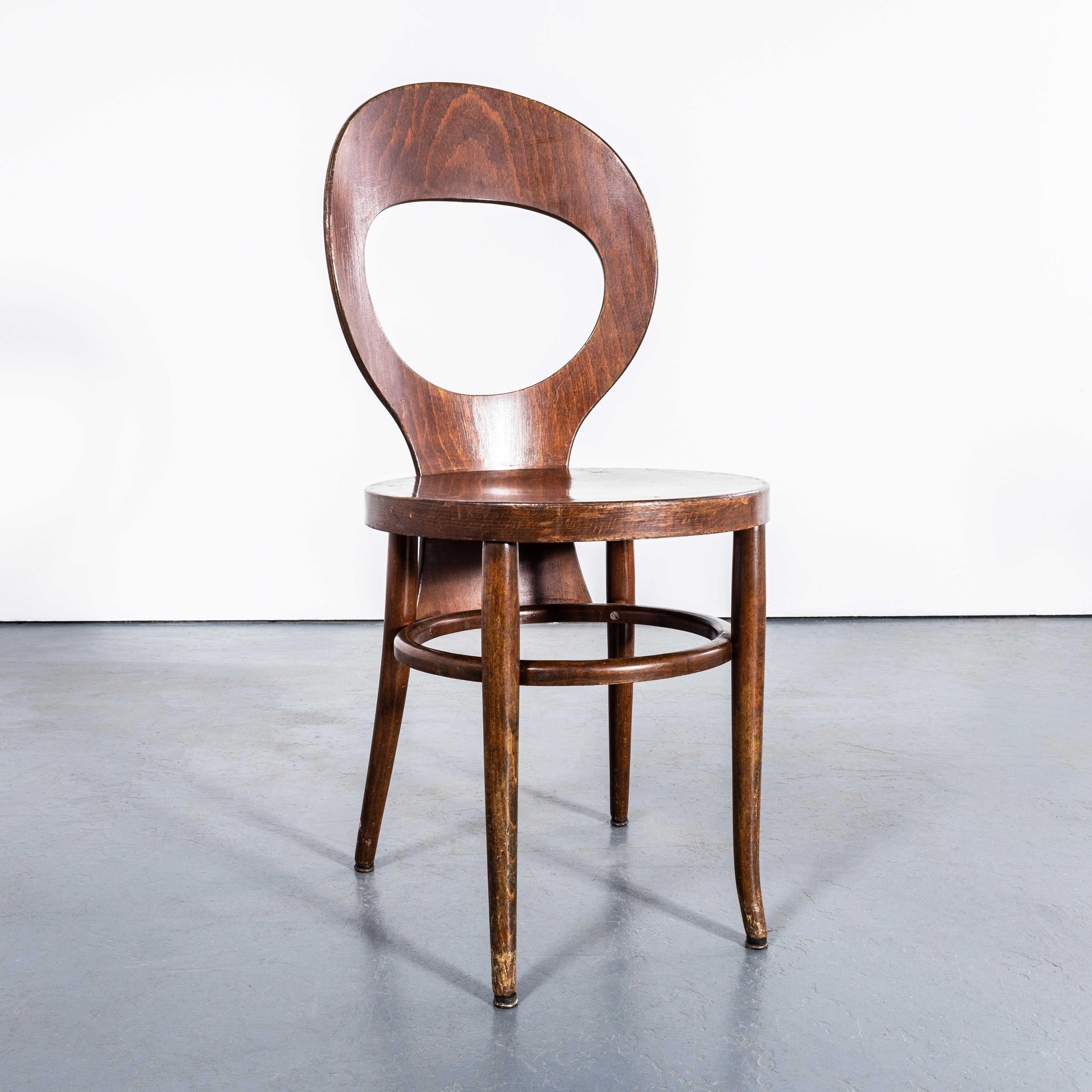 1960's French Baumann Bentwood Dark Moutte Dining Chair - Set Of Four For Sale 1