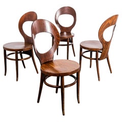 1960's French Baumann Bentwood Dark Moutte Dining Chair - Satz von vier
