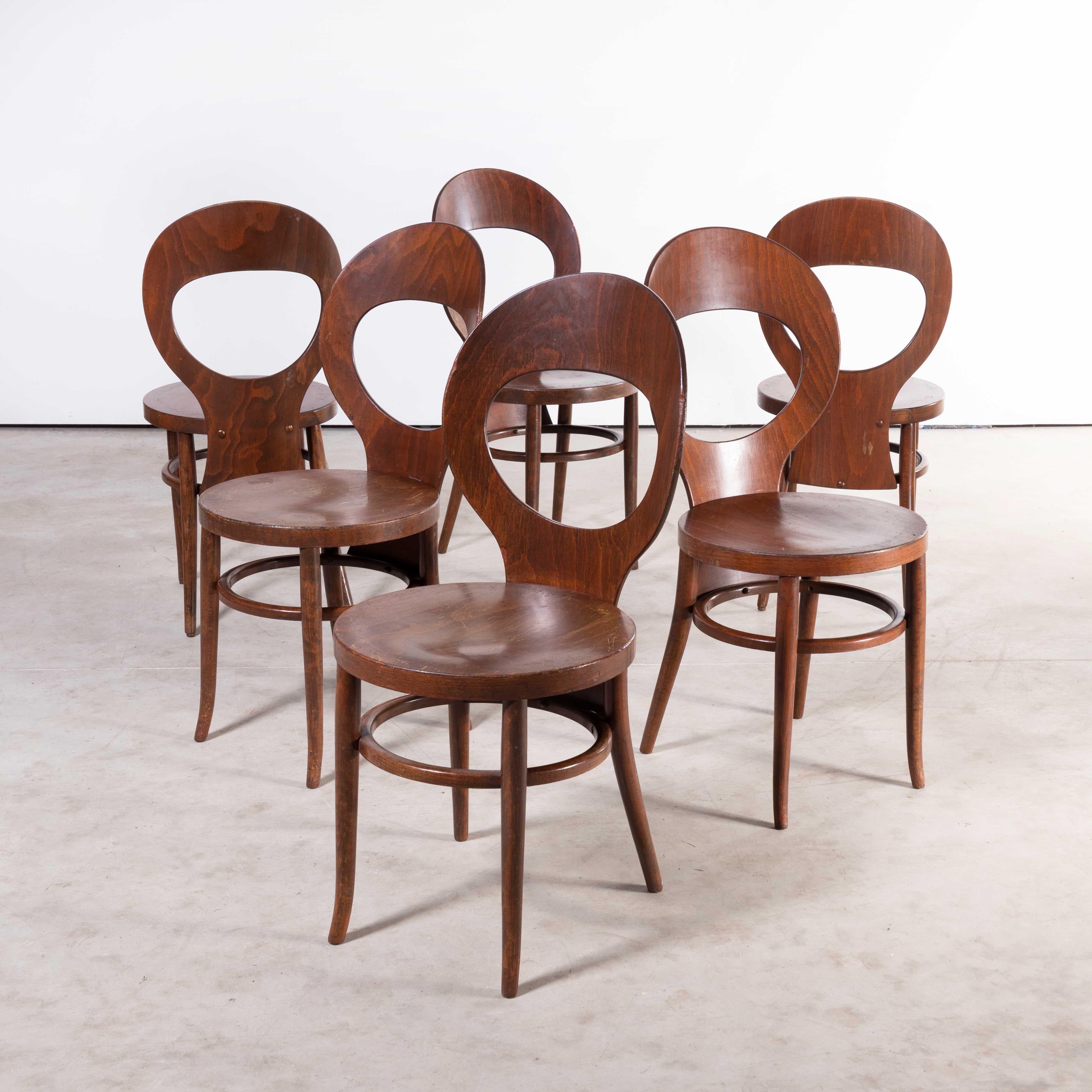 1960's French Baumann Bentwood Dark Moutte Dining Chair - Set Of Six For Sale 6