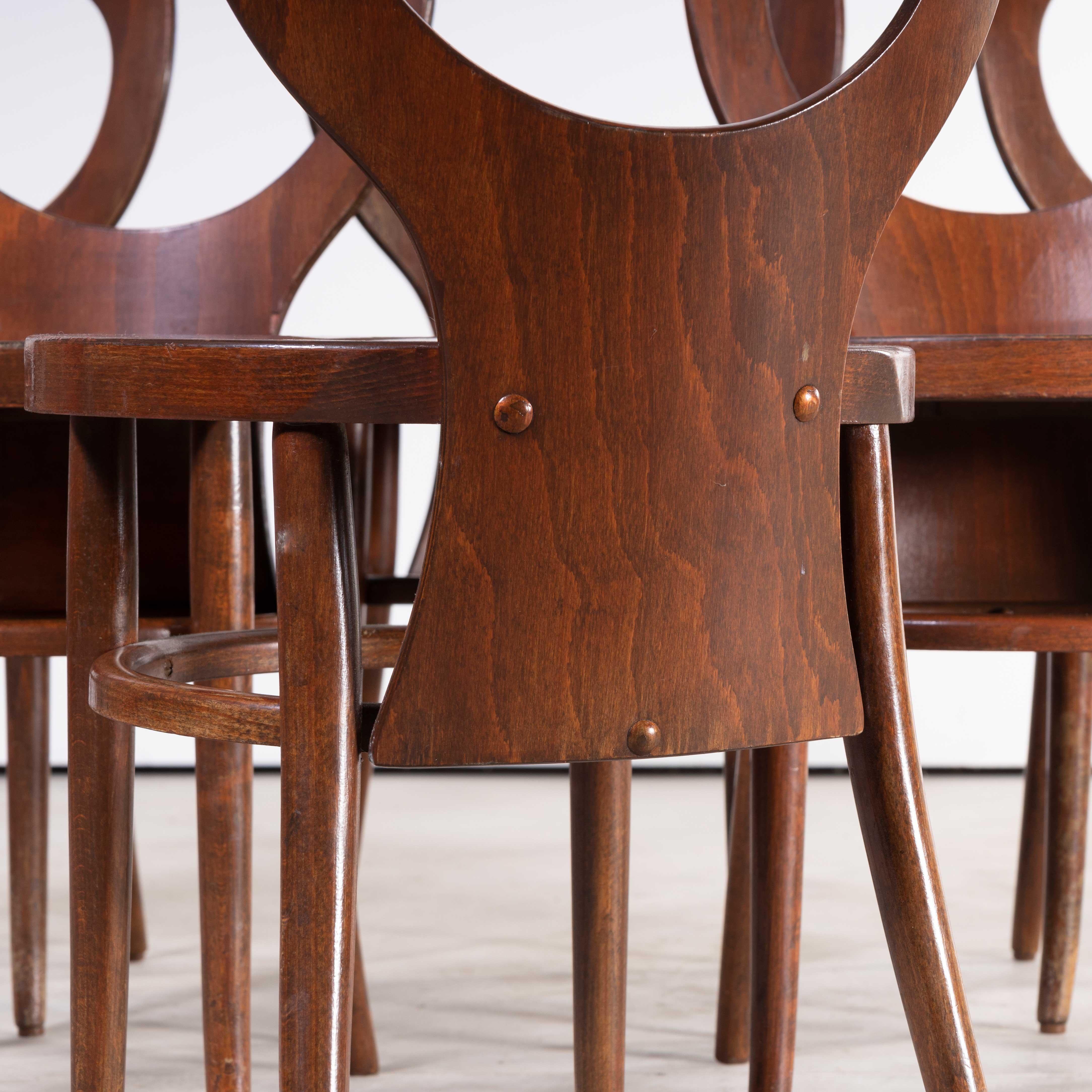 1960's French Baumann Bentwood Dark Moutte Dining Chair - Set Of Six For Sale 1