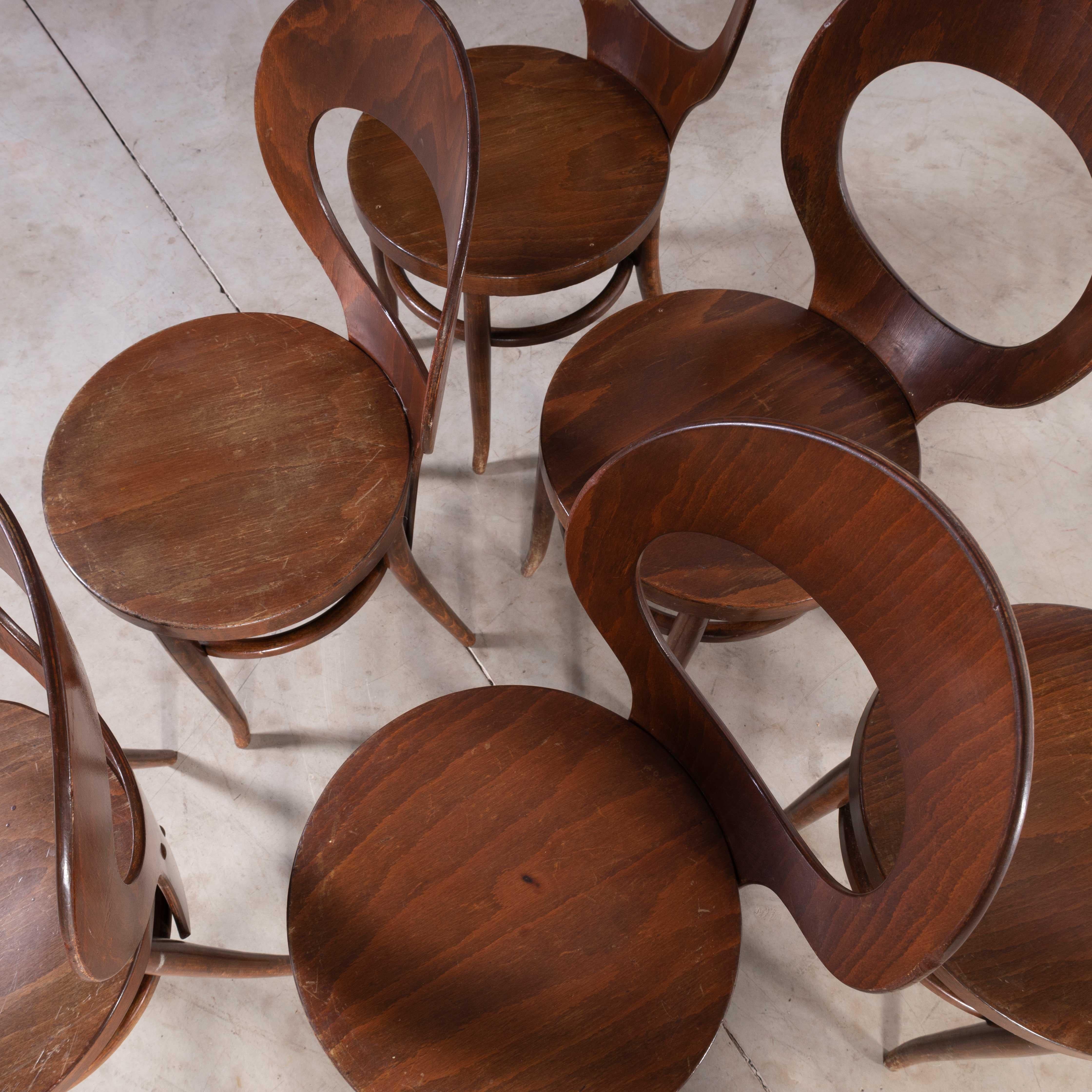 1960's French Baumann Bentwood Dark Moutte Dining Chair - Set Of Six For Sale 4
