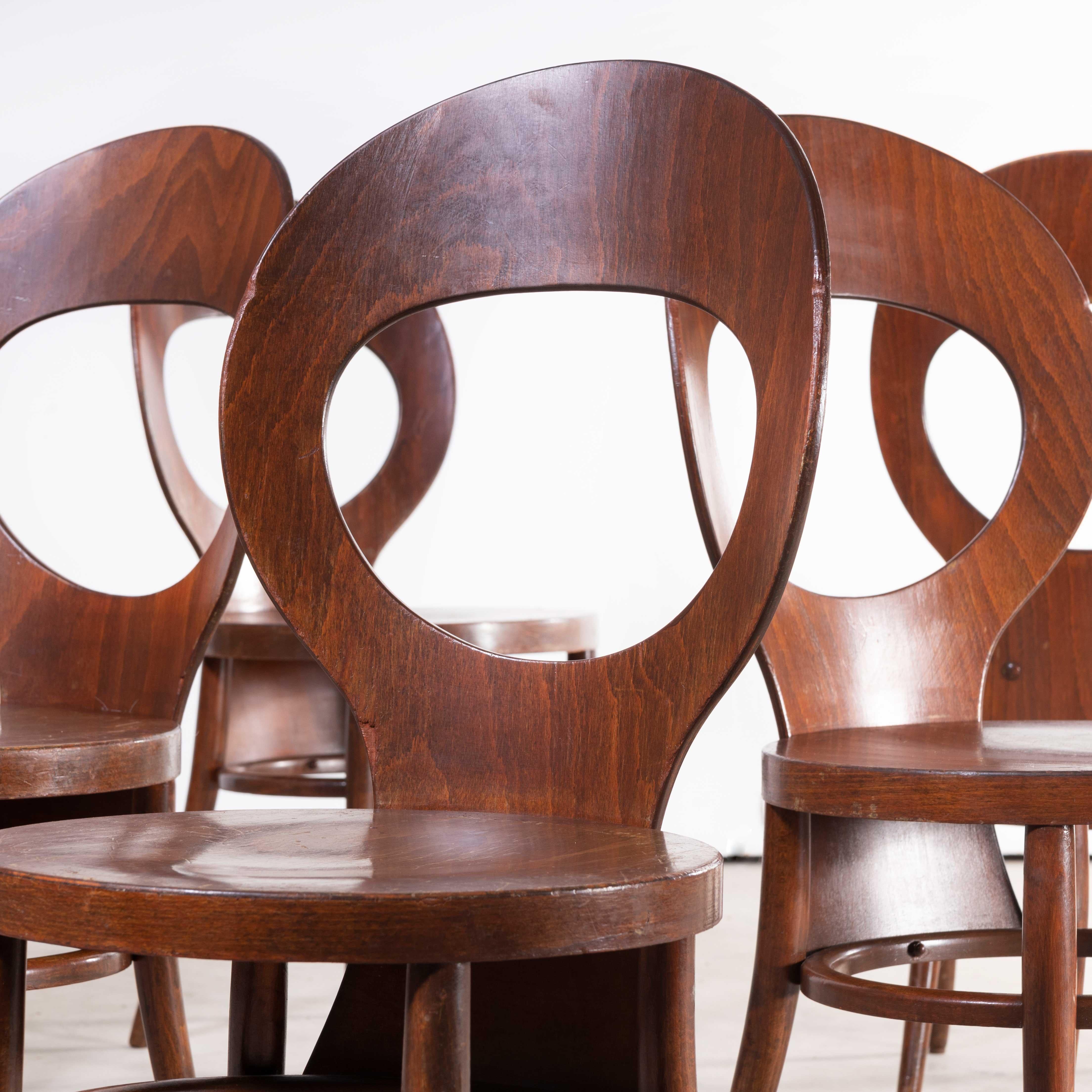 1960's French Baumann Bentwood Dark Moutte Dining Chair - Set Of Six For Sale 5