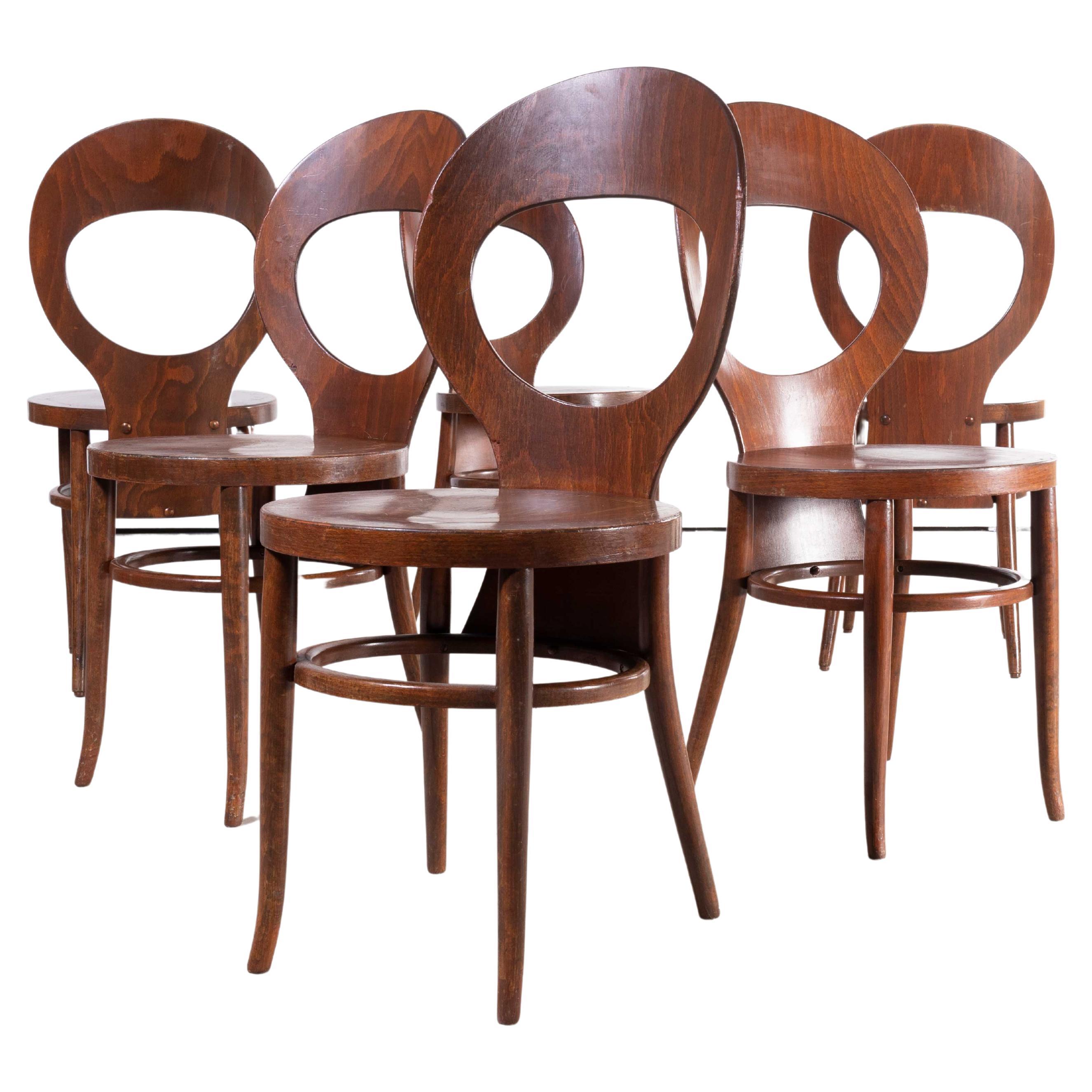 1960's French Baumann Bentwood Dark Moutte Dining Chair - Set Of Six For Sale