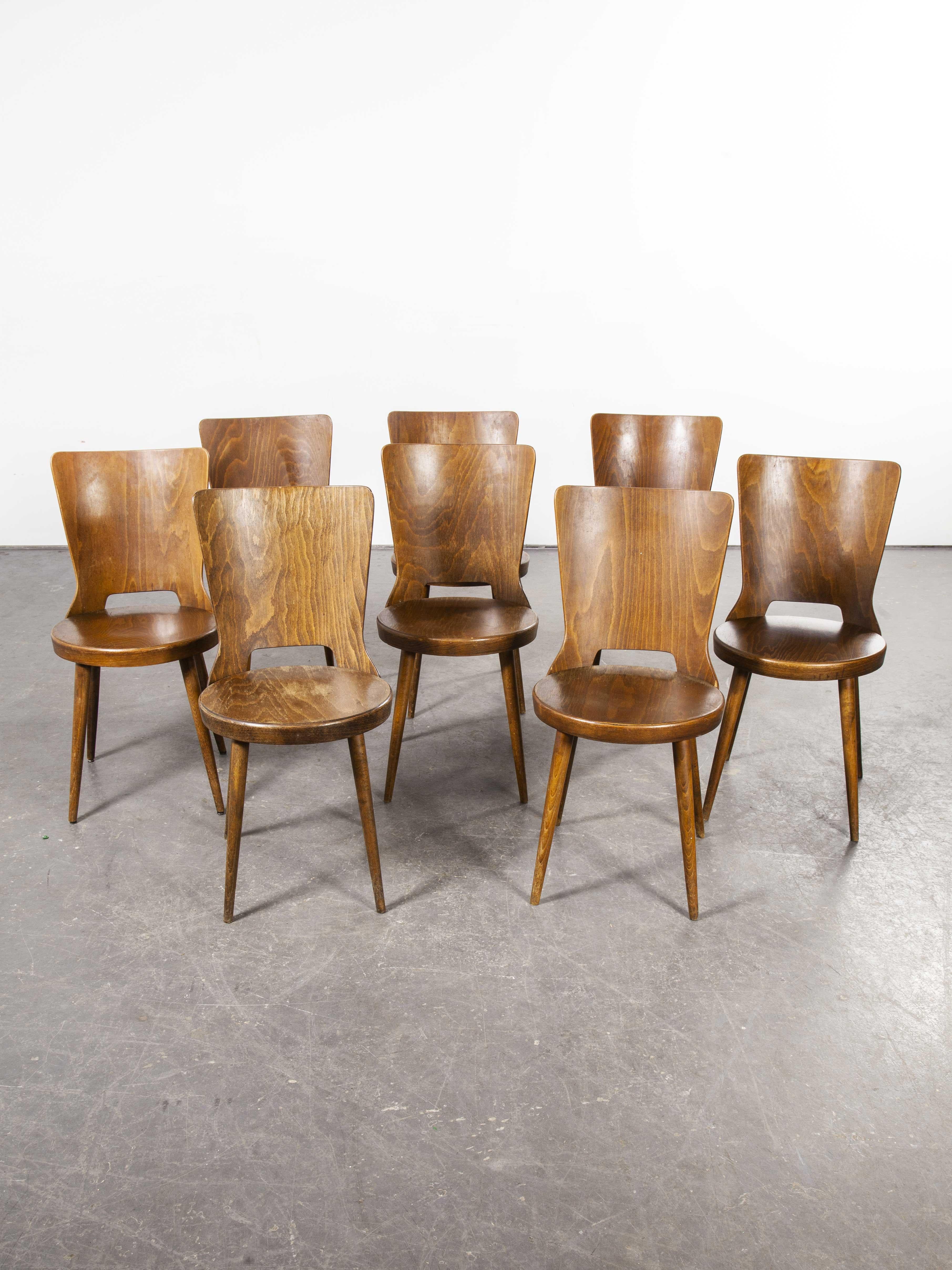 1960’s French Baumann bentwood dove dining chair – set of eight
1960’s French Baumann bentwood dove dining chair – set of eight. The Dove chairs is one of Baumann’s most beautiful designs. Baumann is a slightly off the radar French producer just