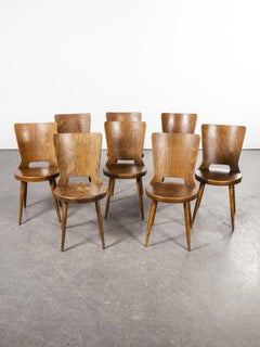 1960's French Baumann Bentwood Dove Dining Chair, Set of Eight