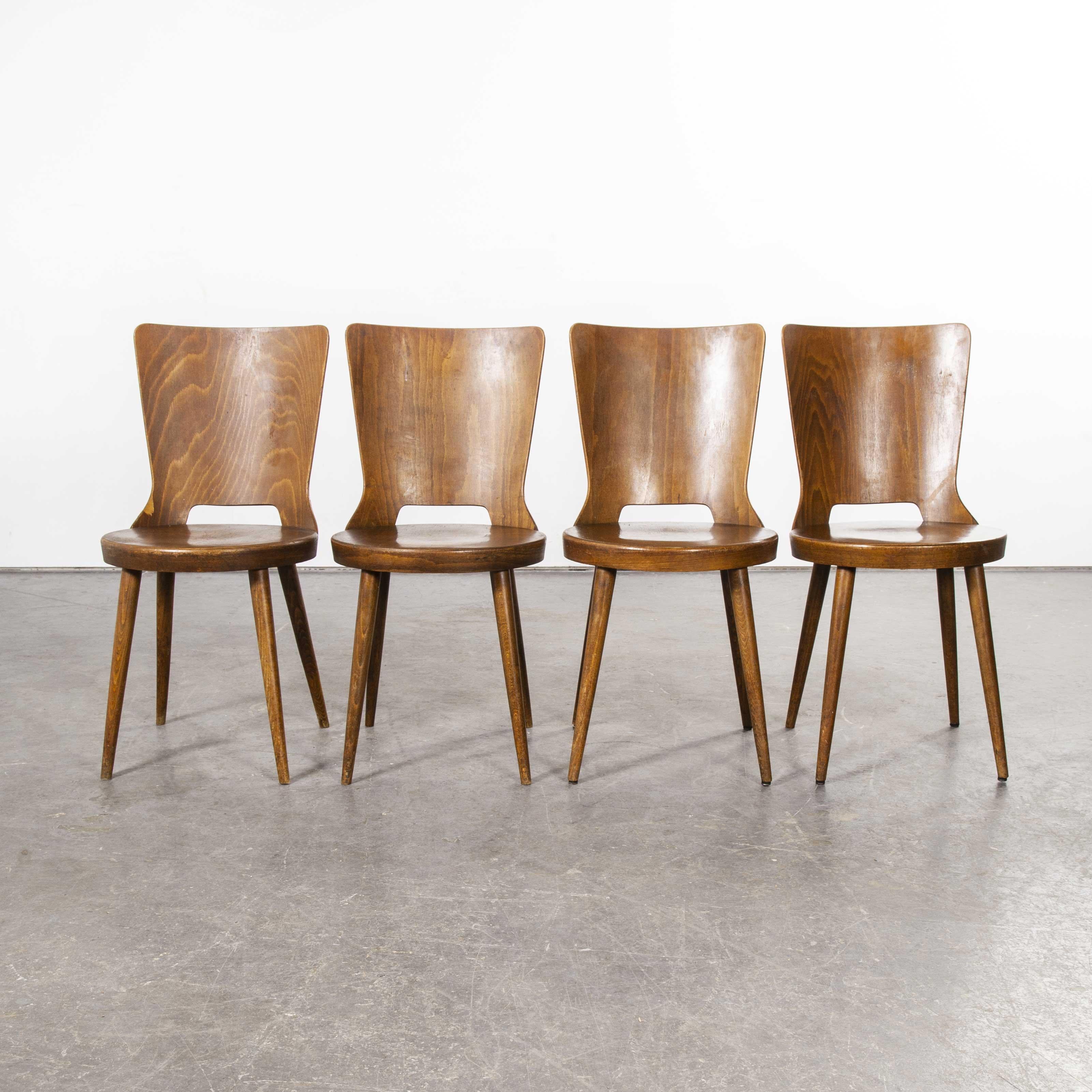 Mid-20th Century 1960s French Baumann Bentwood Dove Dining Chair, Set of Four