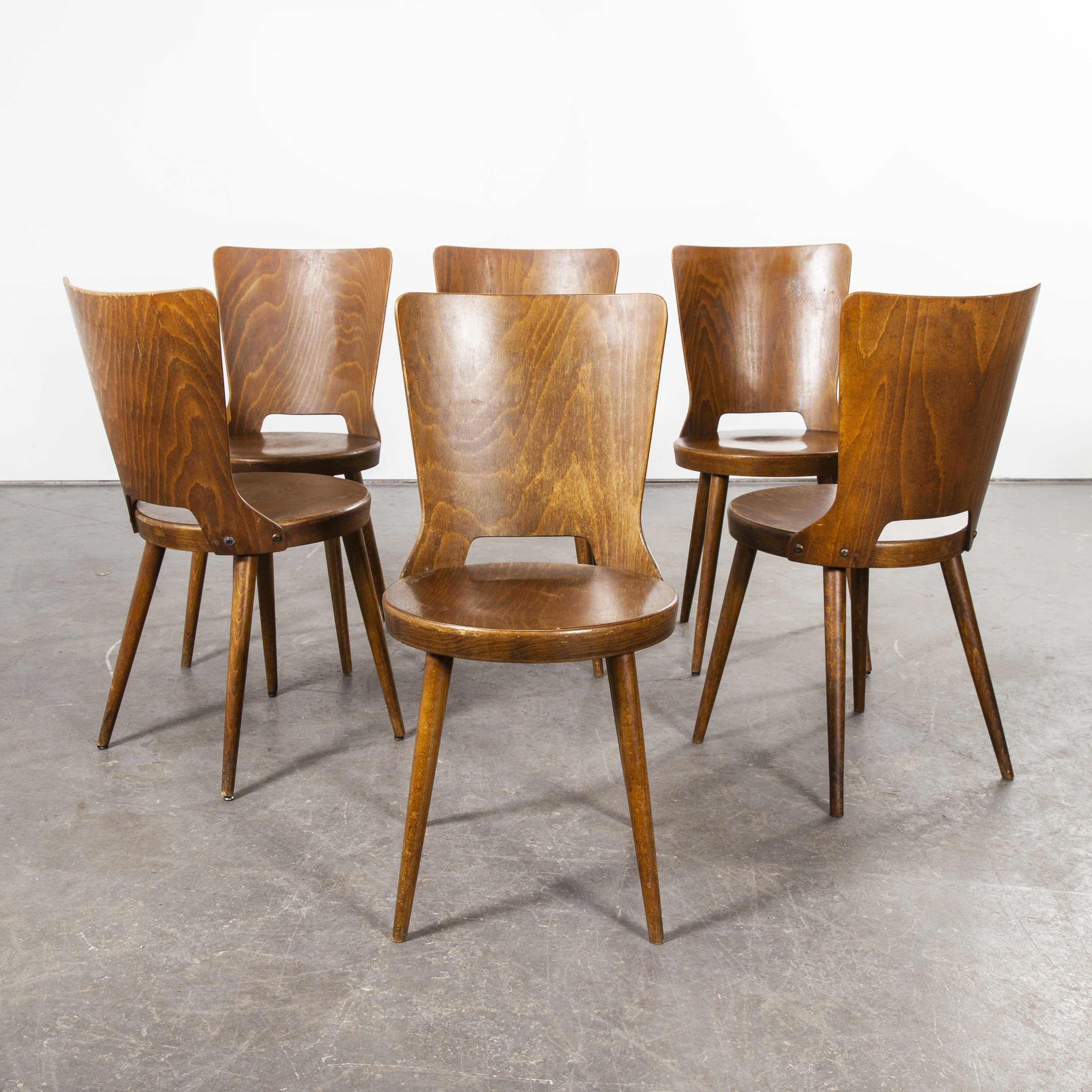 1960's French Baumann Bentwood Dove Dining Chair, Set of Six For Sale 1