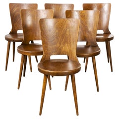 1960's French Baumann Bentwood Dove Dining Chair, Set of Six