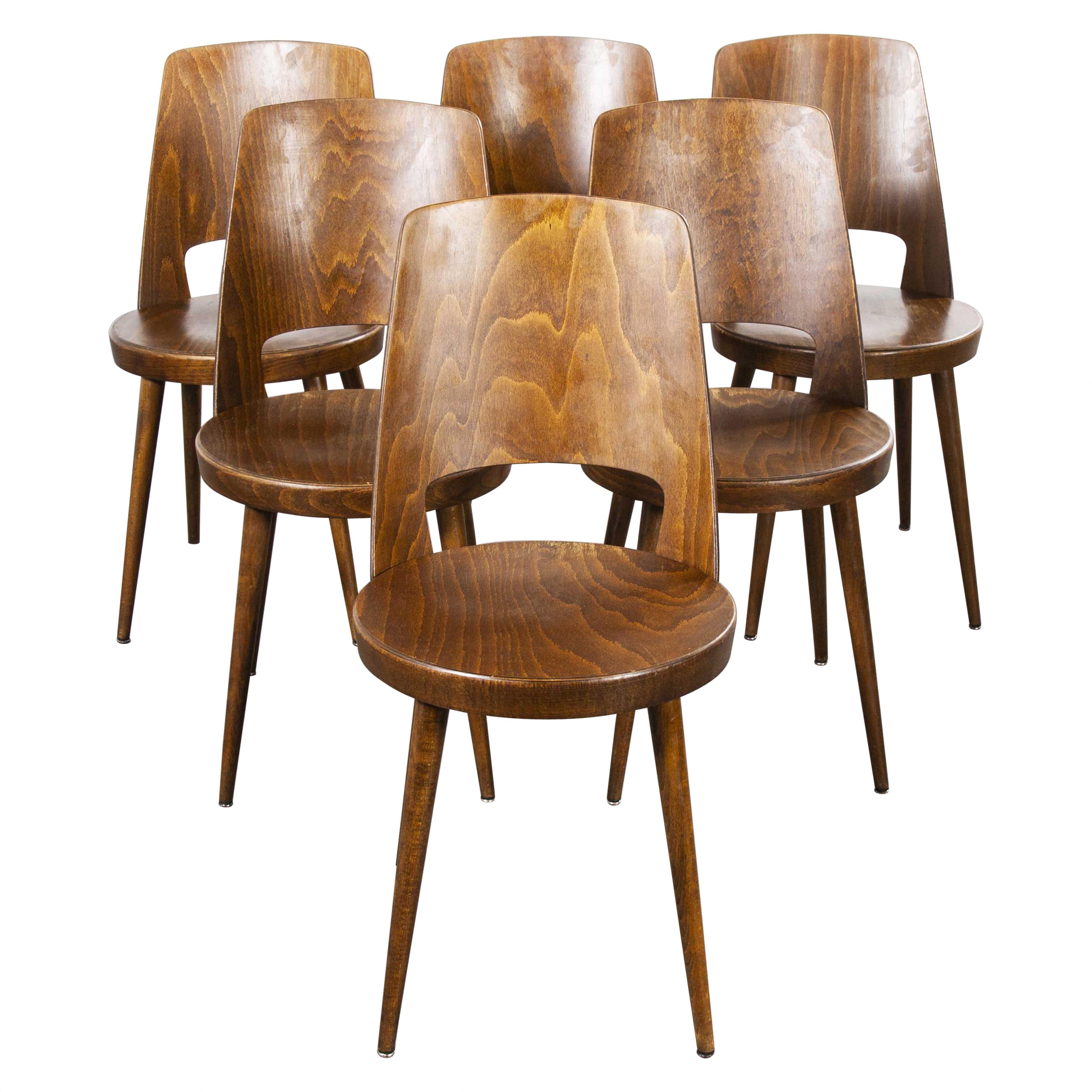 1960s French Baumann Bentwood Mondor Dining Chair, Set of Six