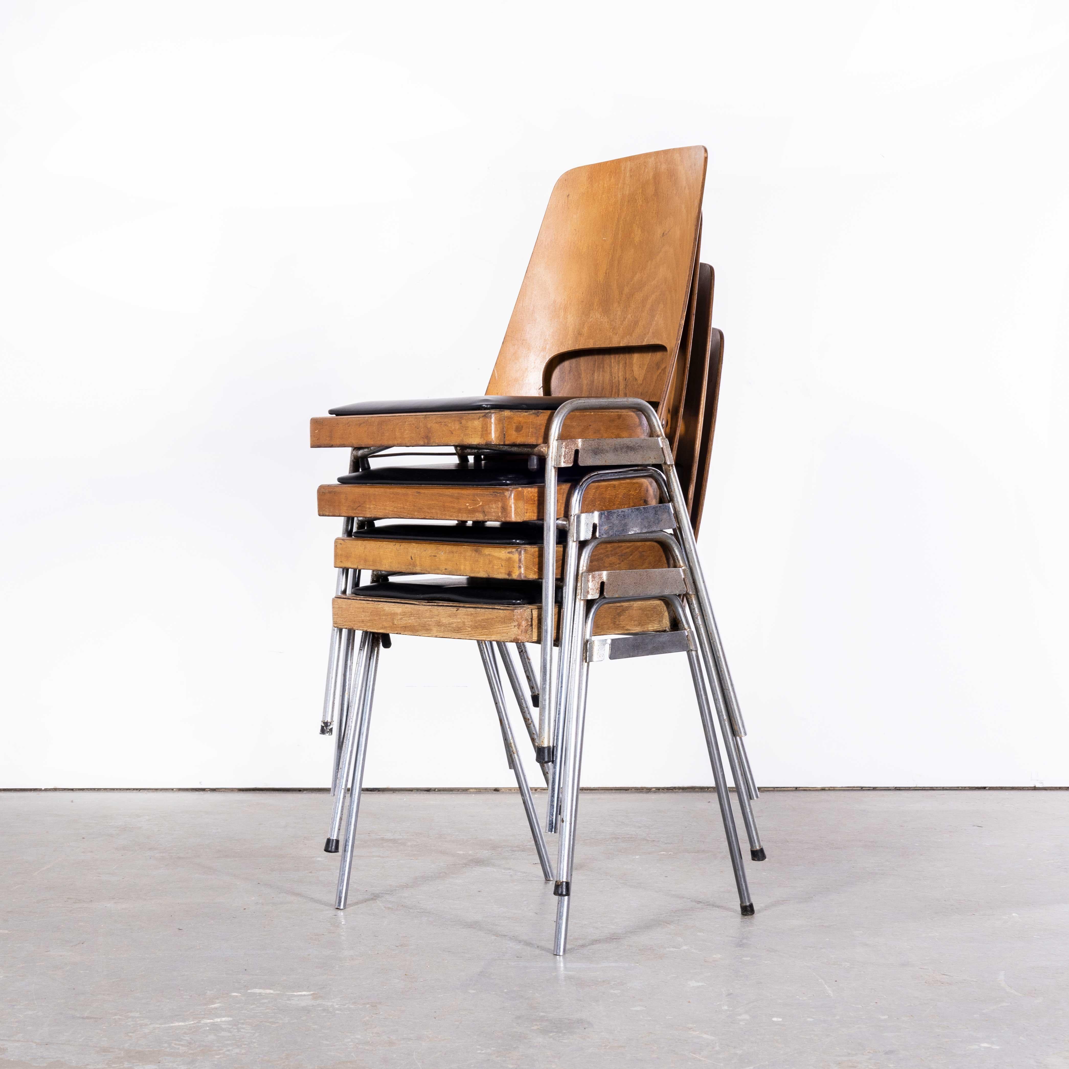 1960s French Baumann Chrome Leg Bentwood Dining Chairs, Set of Four For Sale 6