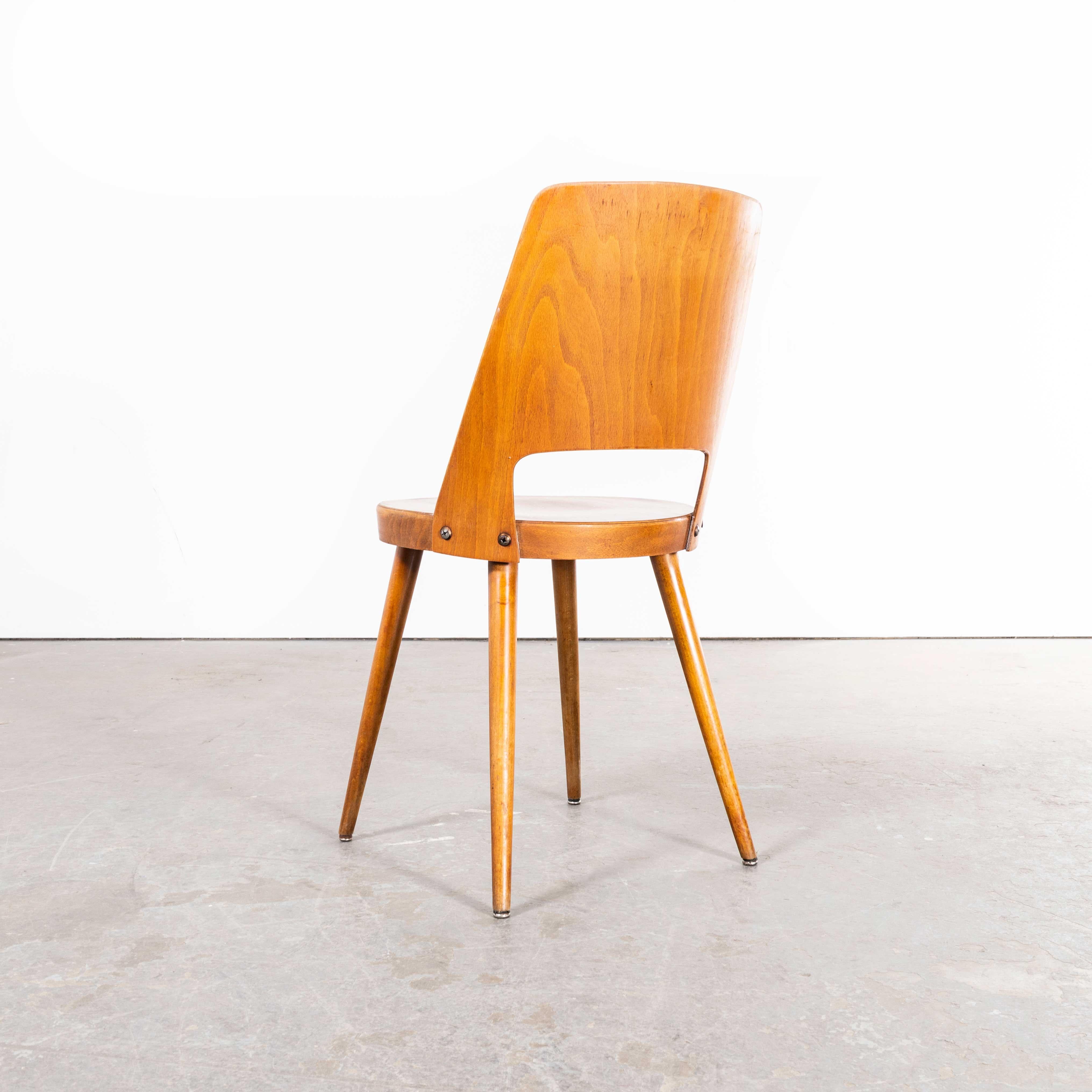 1960s French Baumann Honey Beech Bentwood Mondor Dining Chair - Set of Five In Good Condition In Hook, Hampshire