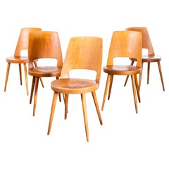 1960s French Baumann Honey Beech Bentwood Mondor Dining Chair - Set of Five
