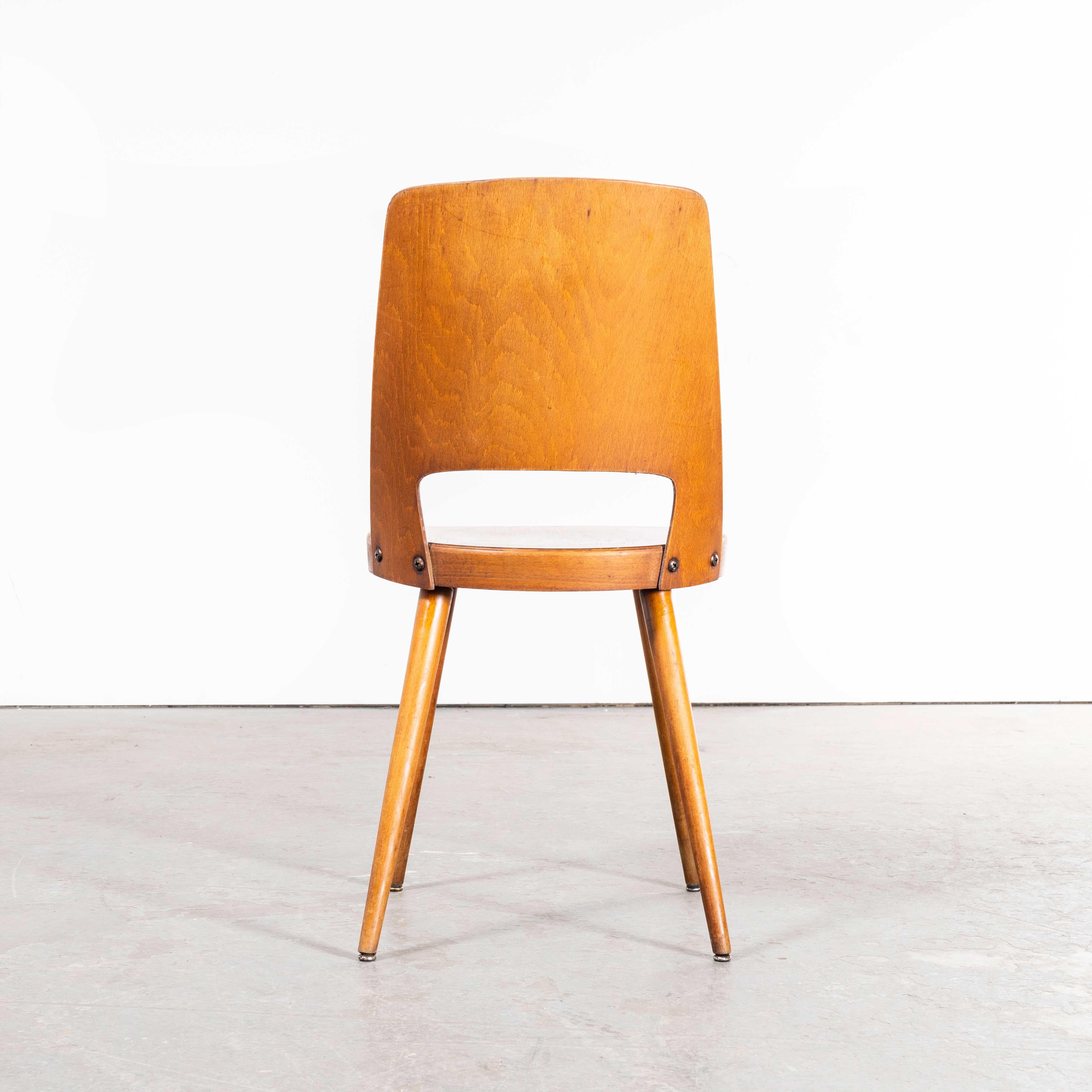 1960s French Baumann Honey Beech Bentwood Mondor Dining Chair – Set Of Four
1960s French Baumann Honey Beech Bentwood Mondor Dining Chair – Set Of Four. Classic beech bistro chair made in France by the maker Baumann. Baumann is a slightly off the