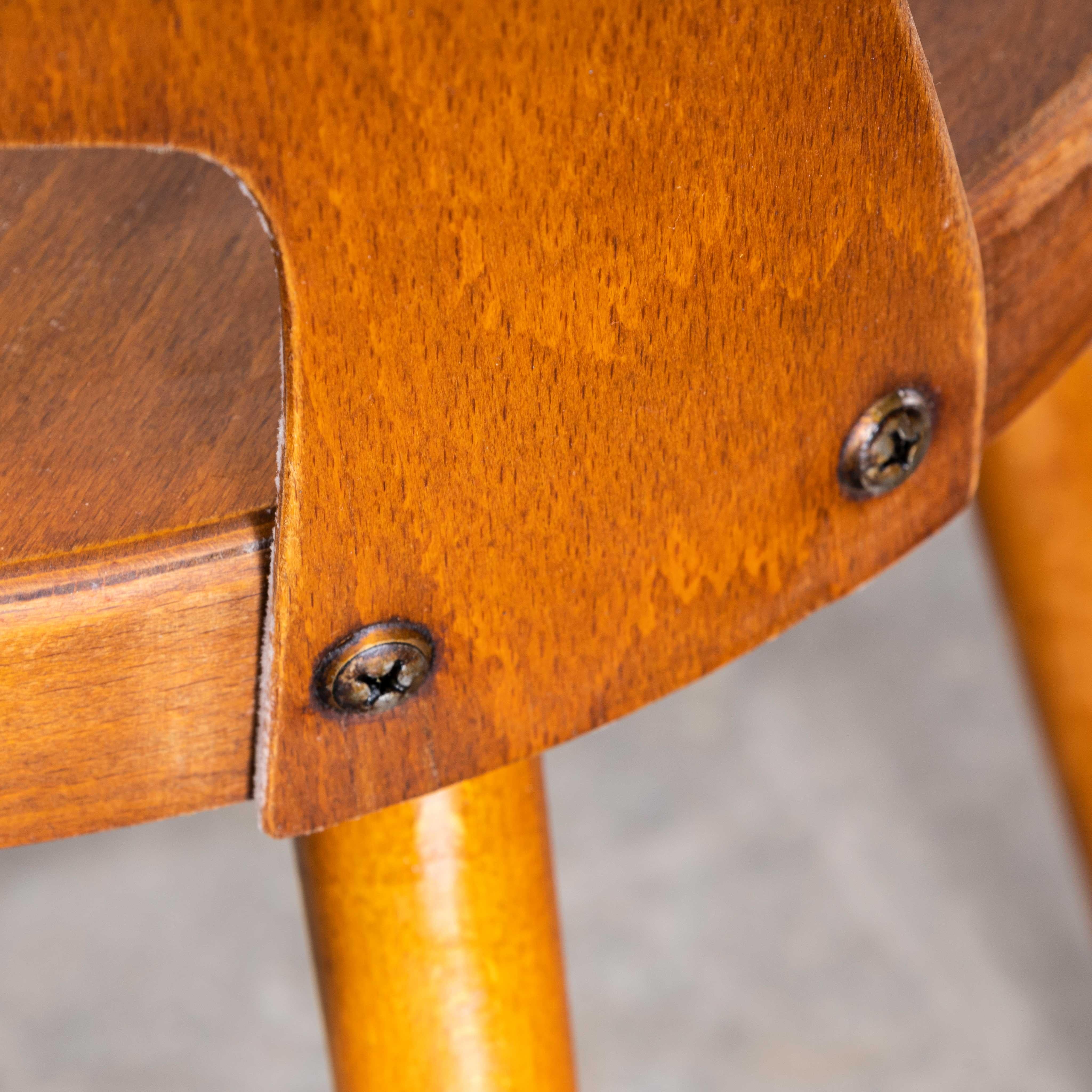 Mid-20th Century 1960s French Baumann Honey Beech Bentwood Mondor Dining Chair, Set of Four For Sale