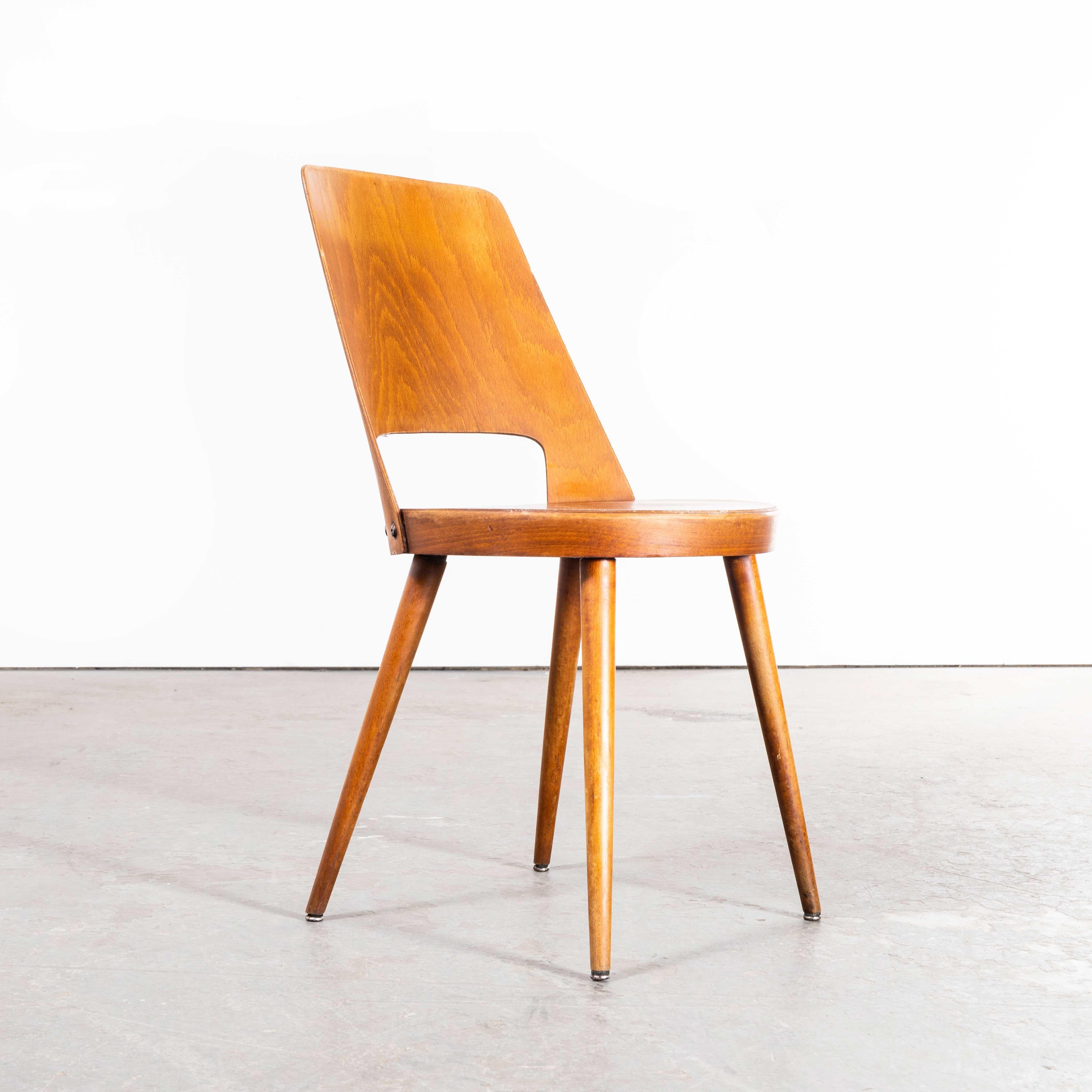1960s French Baumann Honey Beech Bentwood Mondor Dining Chair, Set of Four For Sale 3