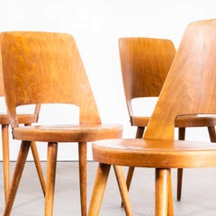 1960s French Baumann Honey Beech Bentwood Mondor Dining Chair, Set of Six