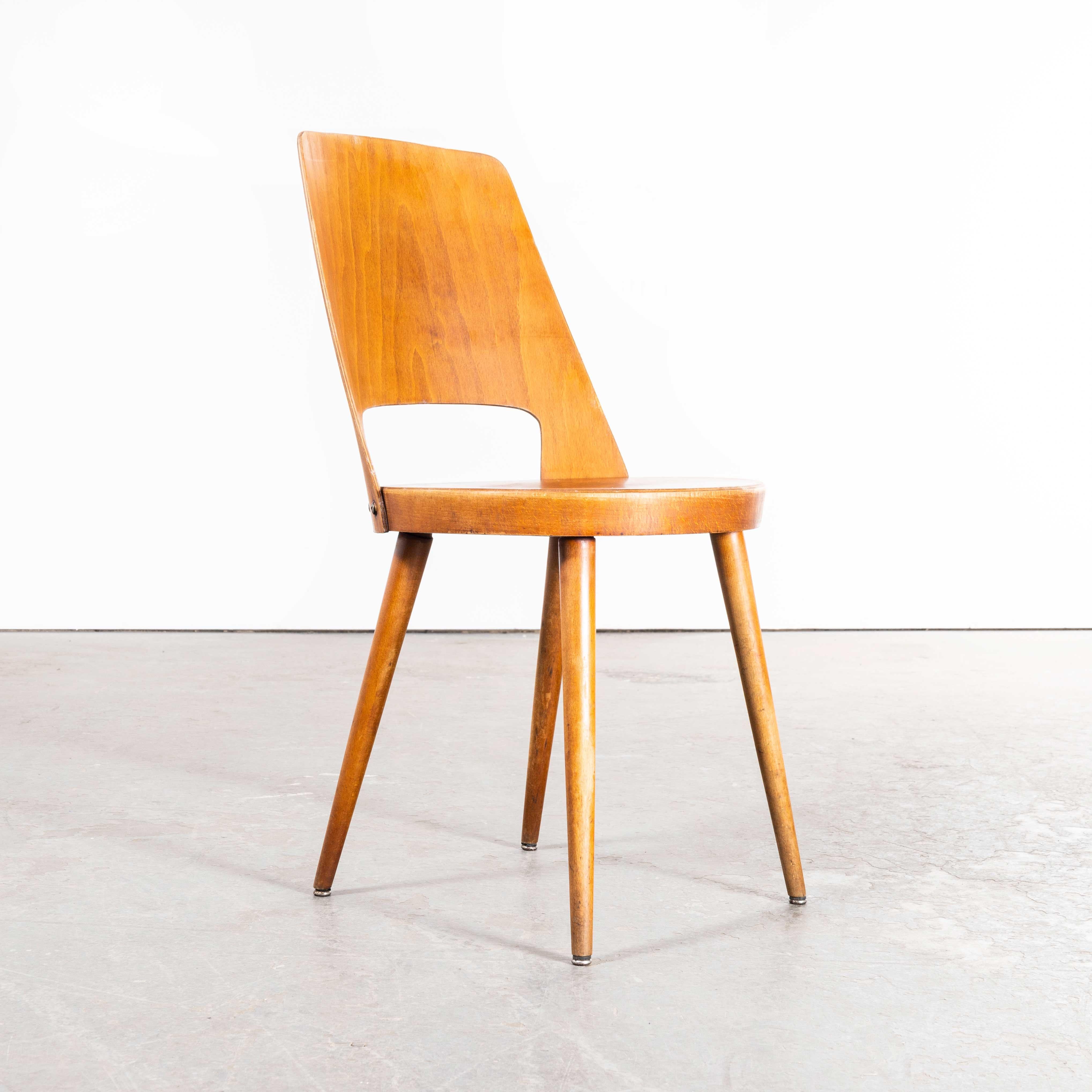 1960s French Baumann Honey Beech Bentwood Mondor Dining Chair, Set of Six For Sale 2