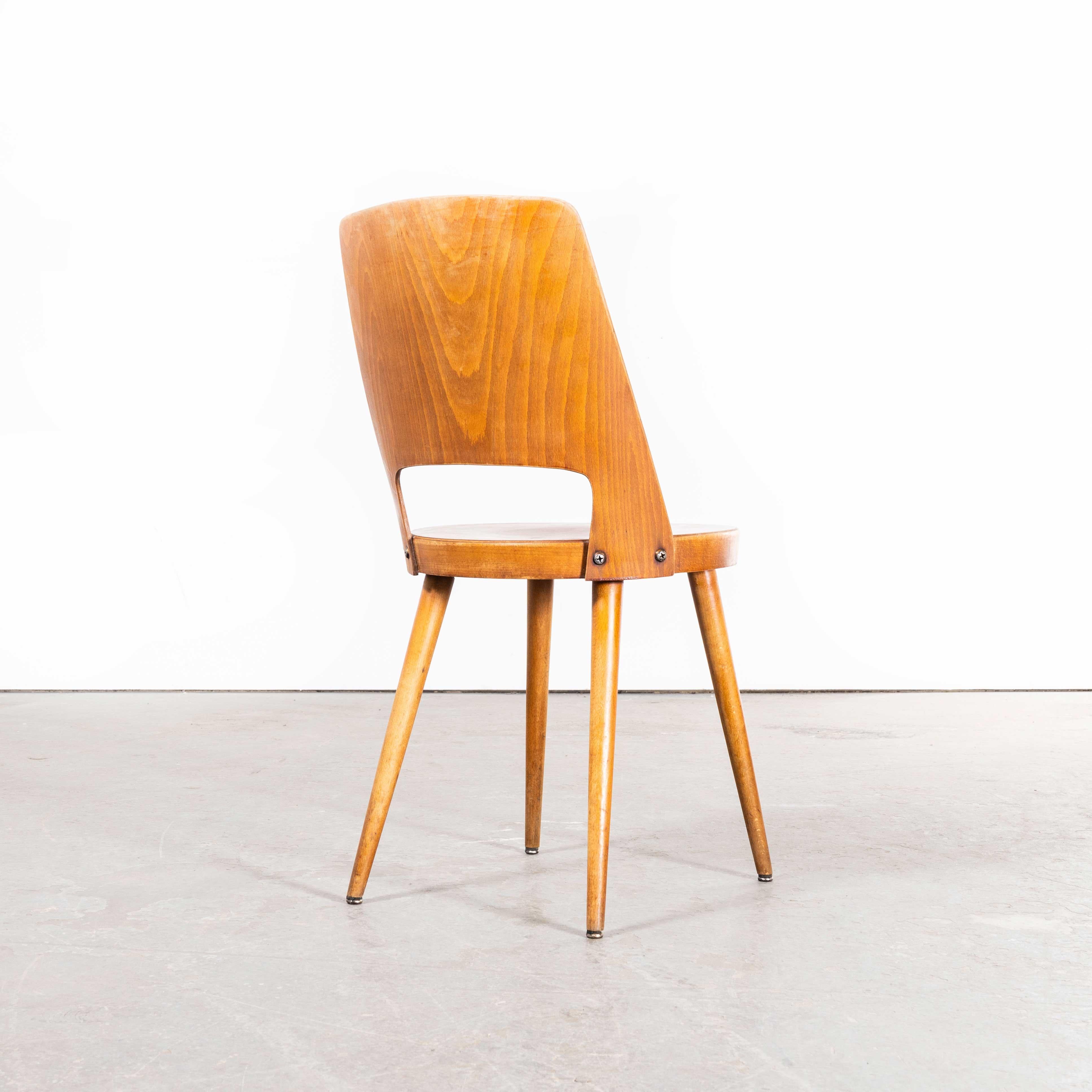 1960s French Baumann Honey Beech Bentwood Mondor Dining Chair, Set of Six For Sale 5