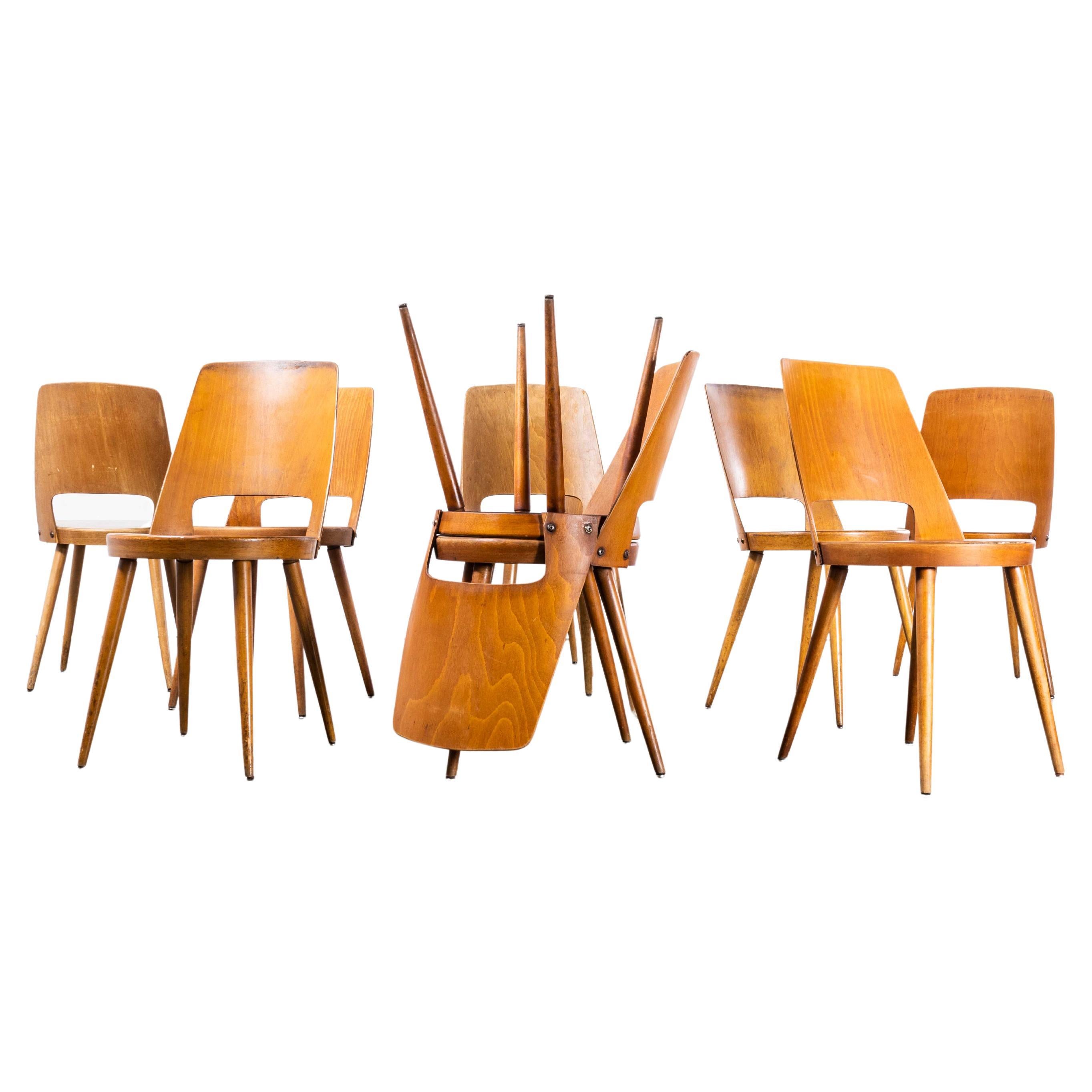 1960’s French Baumann Honey Beech Bentwood Mondor Dining Chair – Set Of Ten For Sale