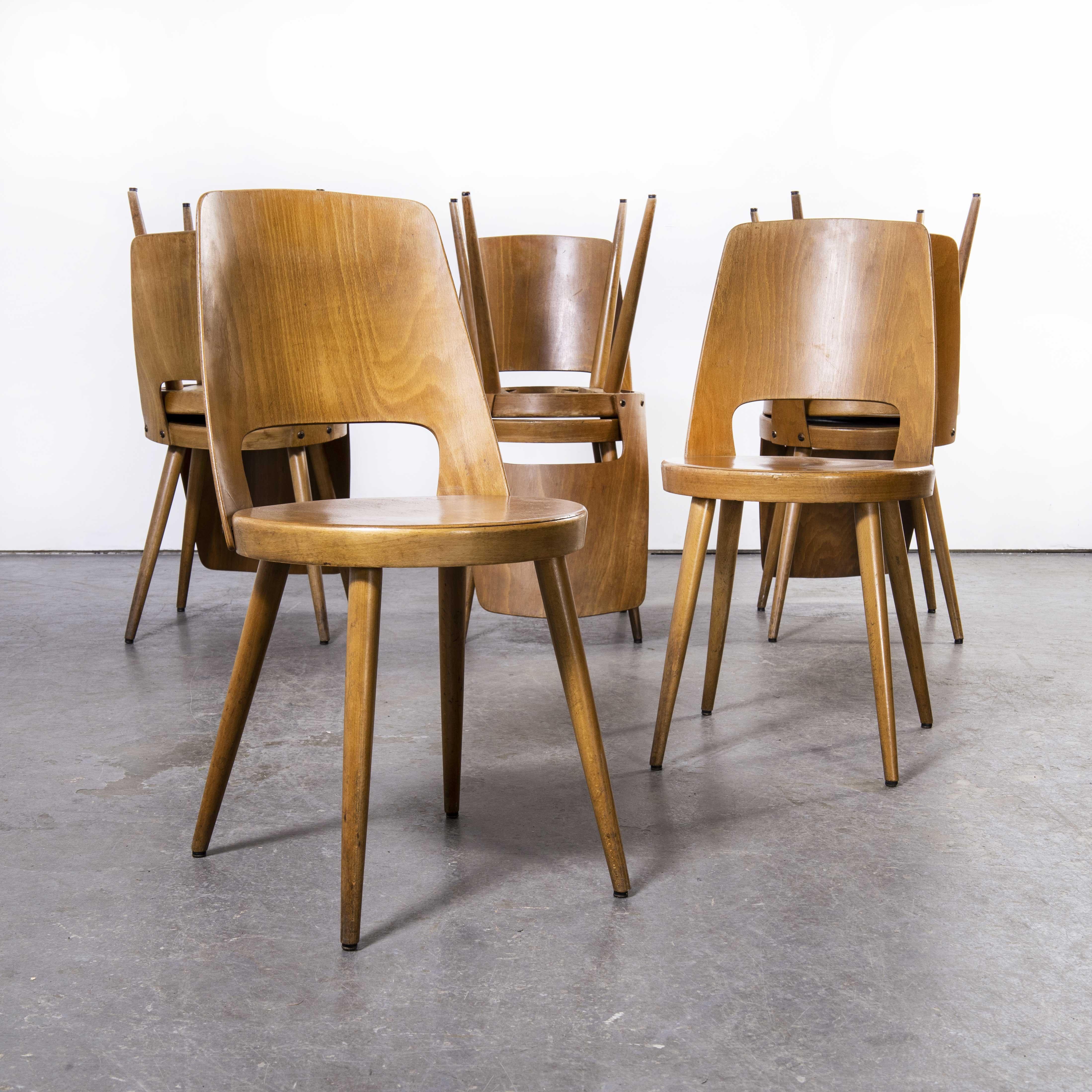 Ensemble de huit chaises de salle à manger Mondor en bois de hêtre courbé Baumann, France, années 1960 Bon état - En vente à Hook, Hampshire