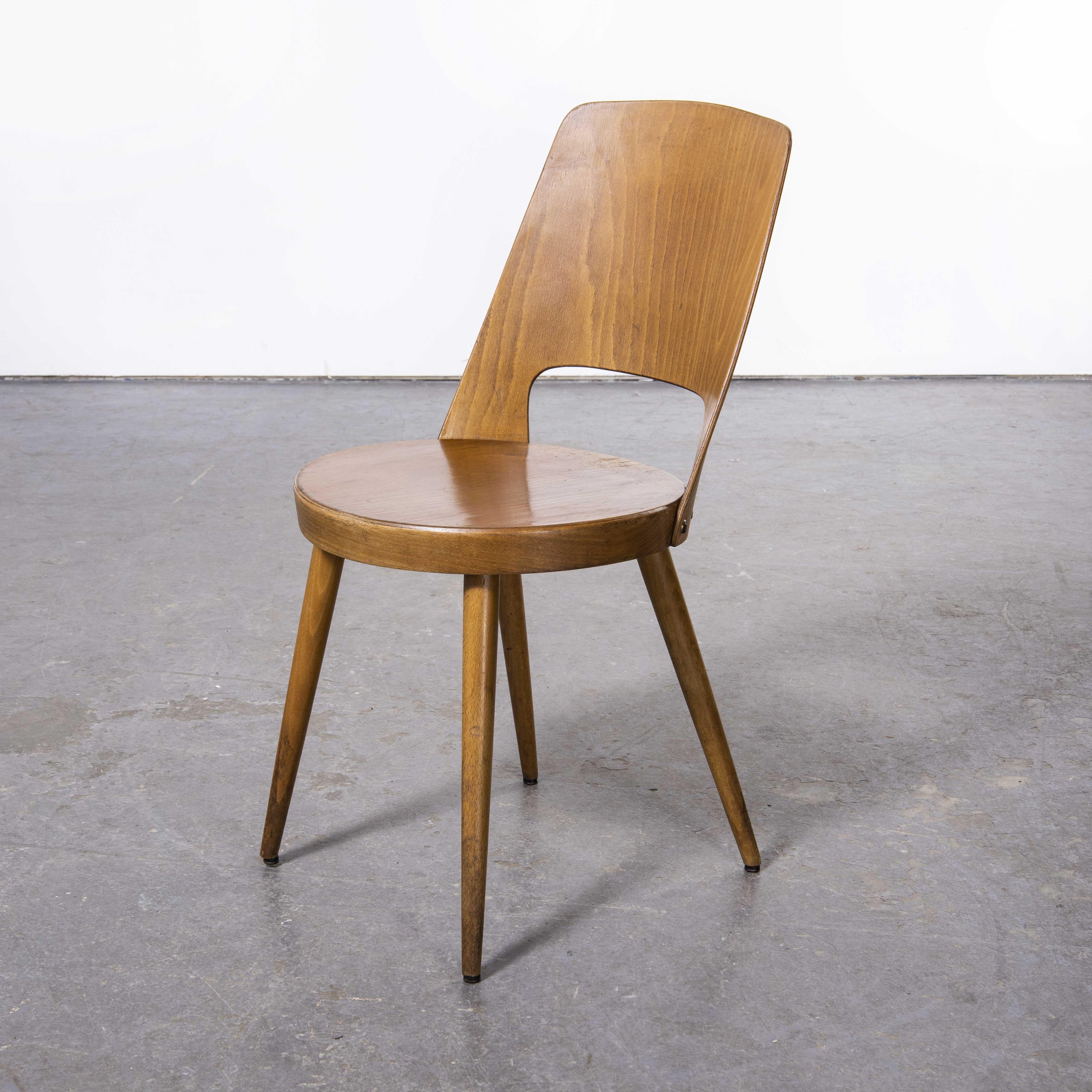 Mid-20th Century 1960's French Baumann Light Beech Bentwood Mondor Dining Chair, Set of Four For Sale