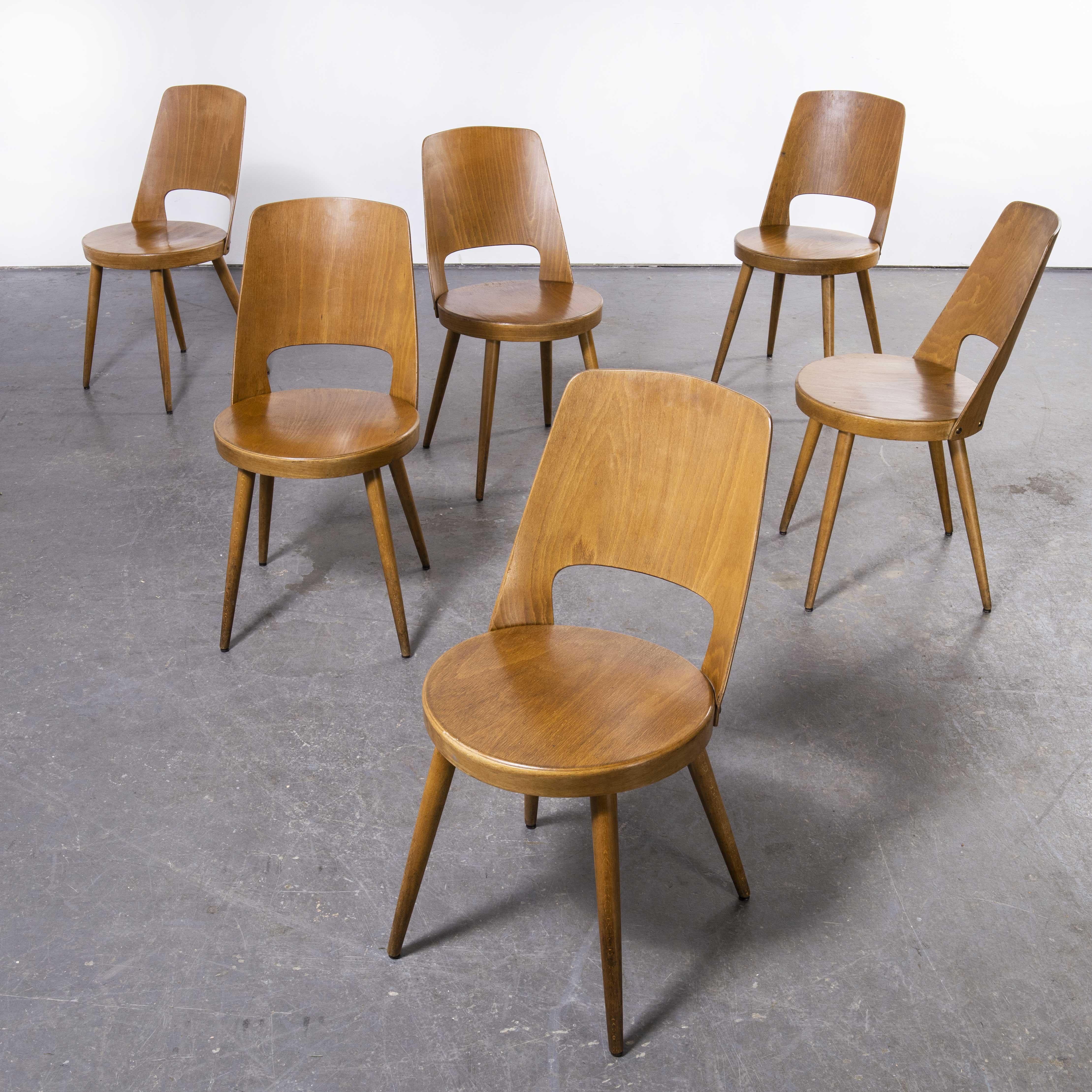 1960's French Baumann Light Beech Bentwood Mondor Dining Chair, Set of Six For Sale 2