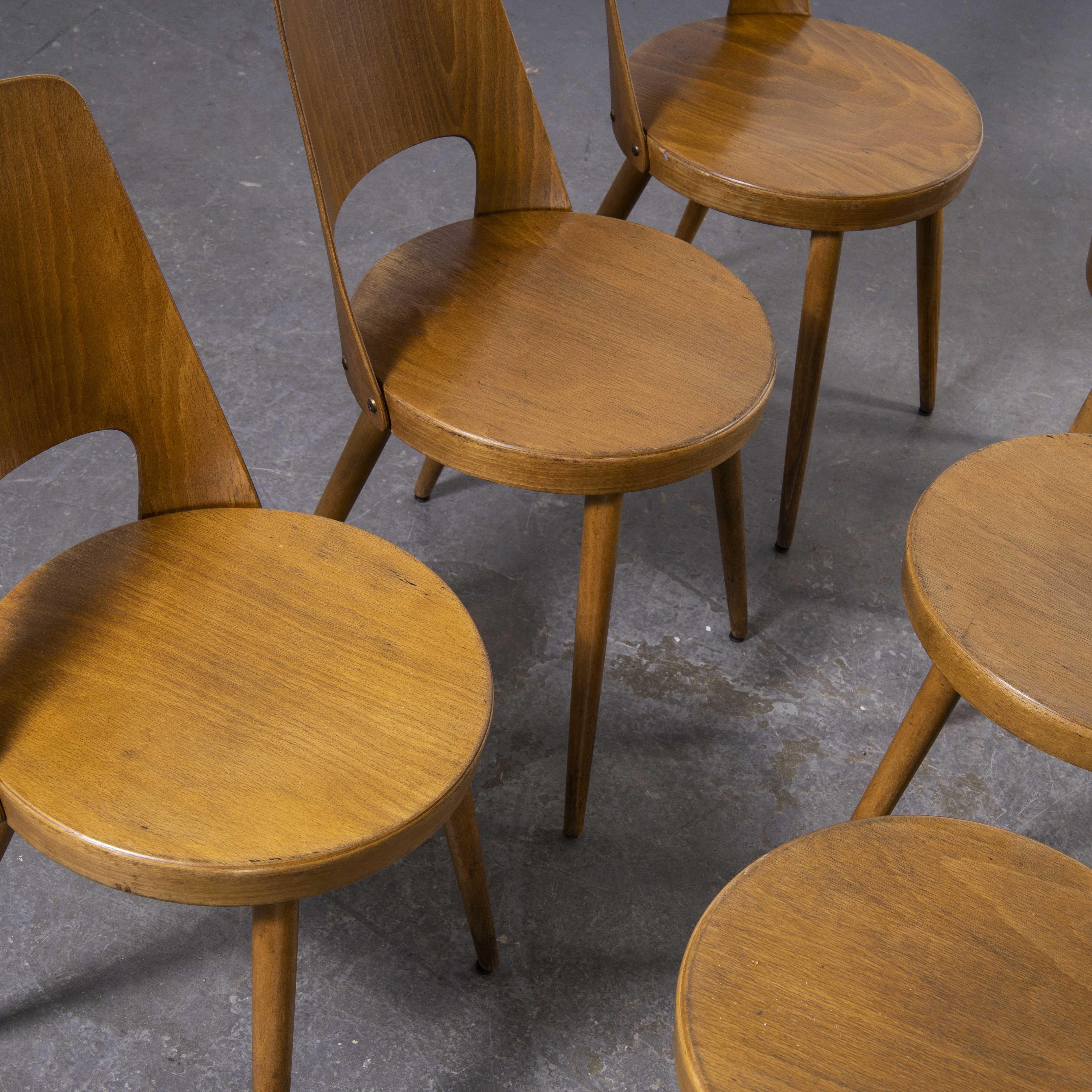 Milieu du XXe siècle Chaise de salle à manger Mondor en bois de hêtre léger Baumann des années 1960, ensemble de six pièces en vente