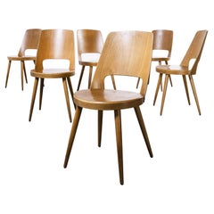 1960's French Baumann Light Beech Bentwood Mondor Dining Chair, Set of Six
