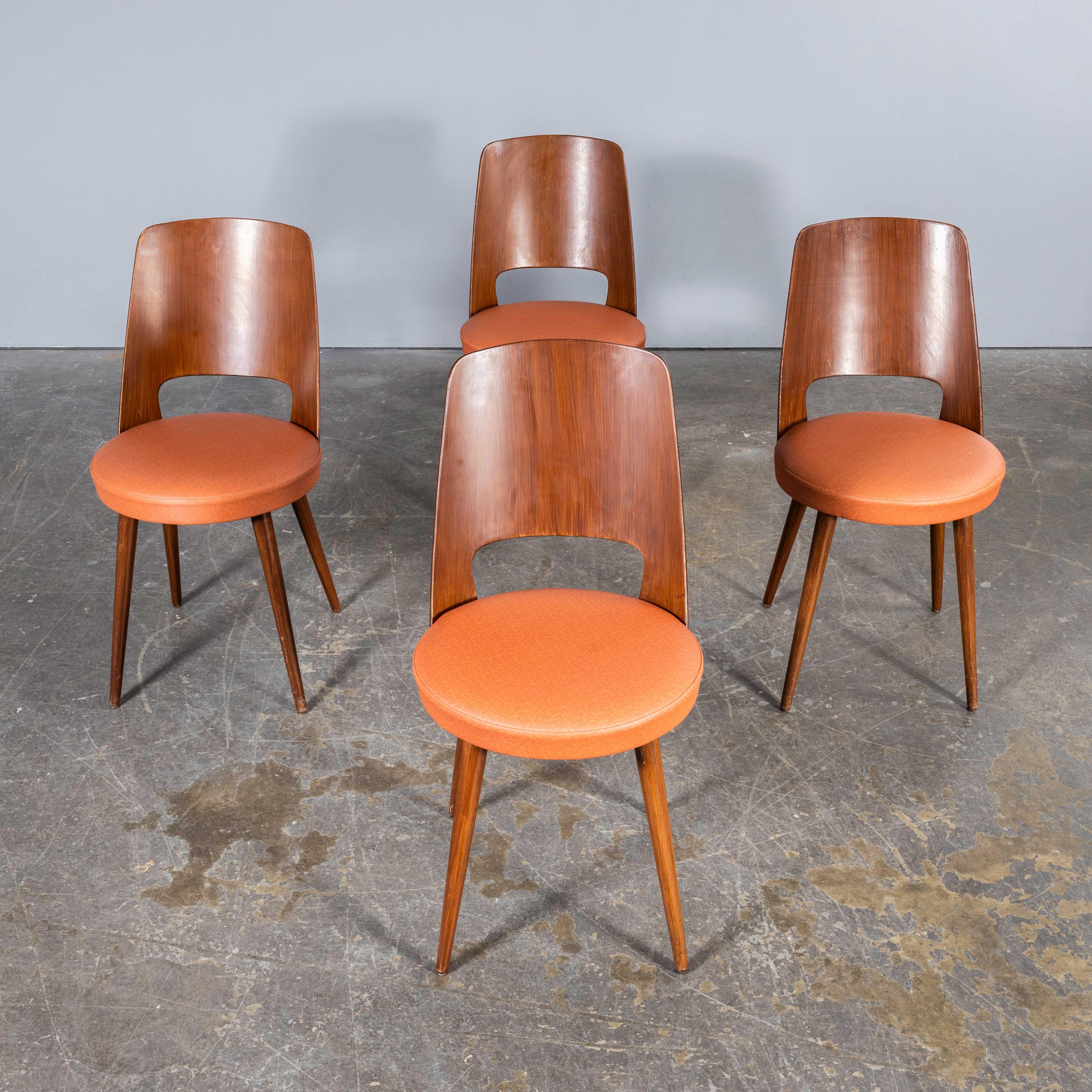 Legno curvato Sedia da pranzo francese Baumann imbottita in bengala Mondor degli anni '60 - Quantità grande in vendita