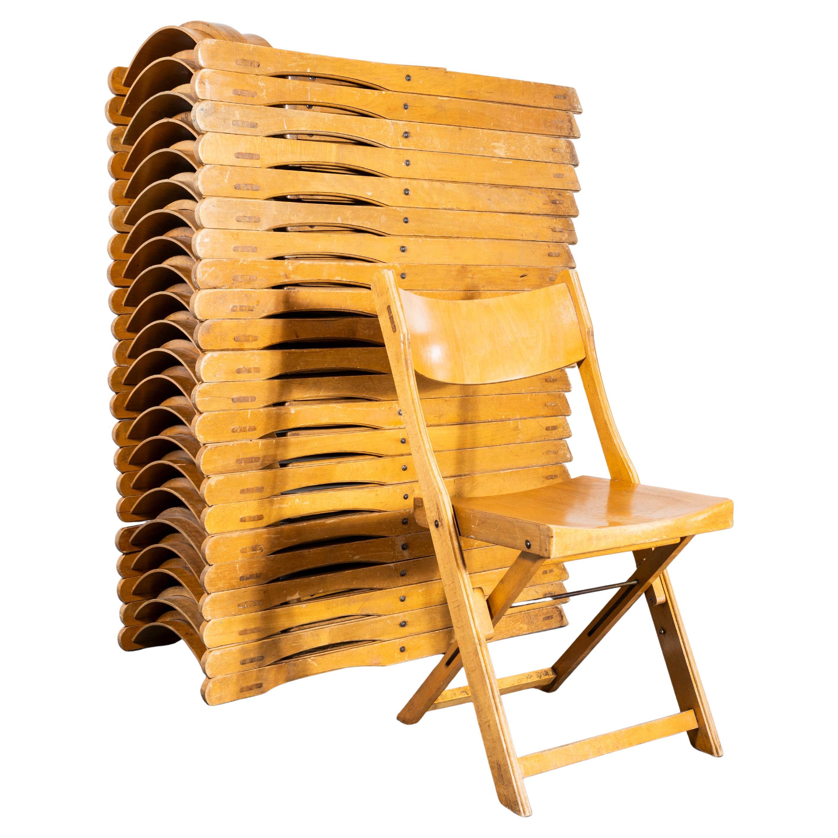 1960's French Beech Folding Theatre Chairs Good Quantity Available