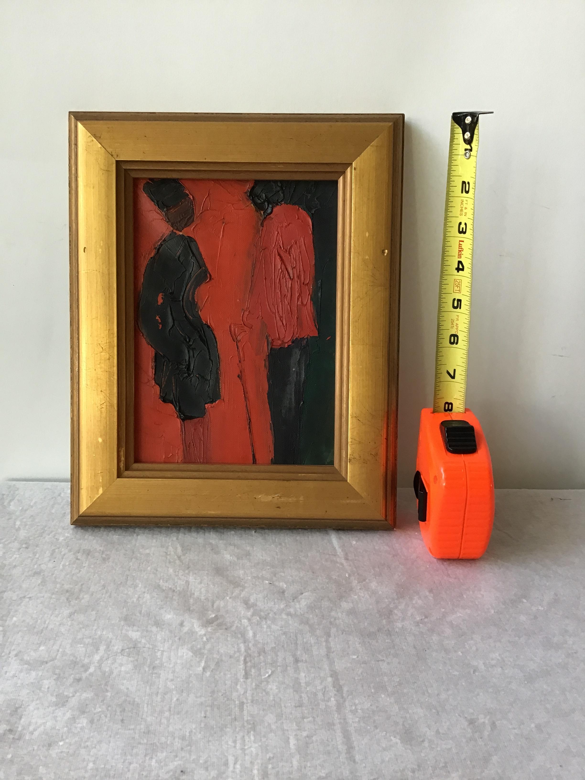 Mid-20th Century 1960s French Black and Red Figural Paintings