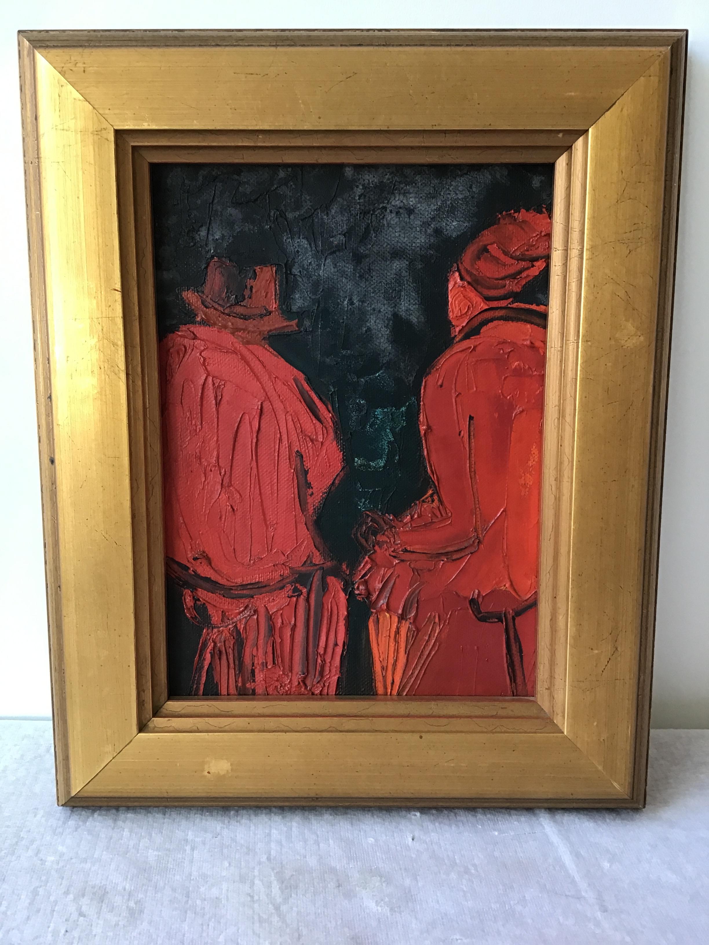 1960s French Black and Red Figural Paintings 1