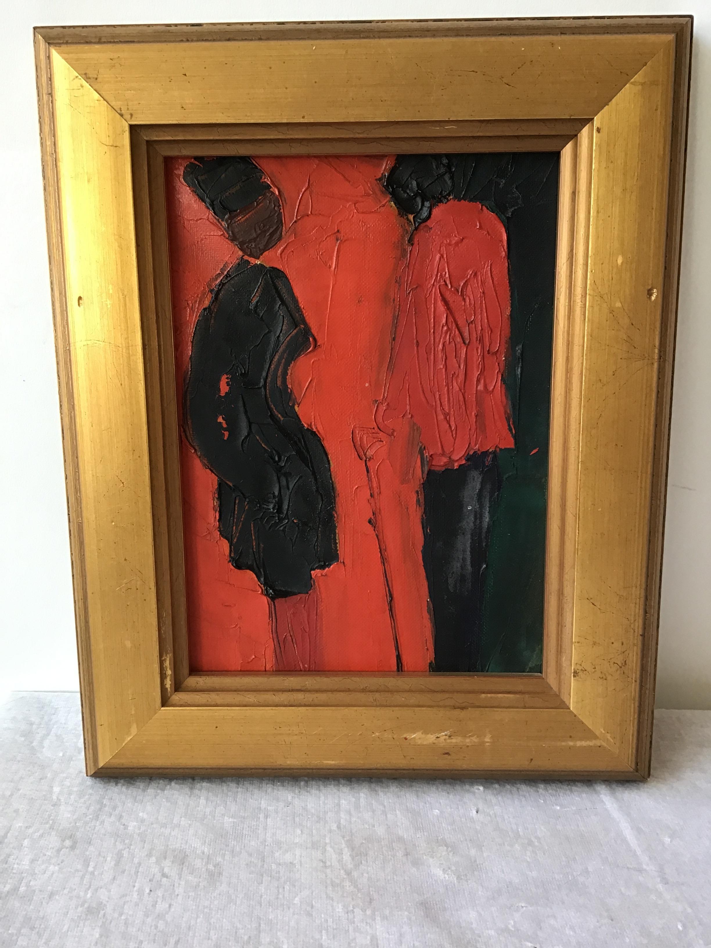 1960s French Black and Red Figural Paintings 2
