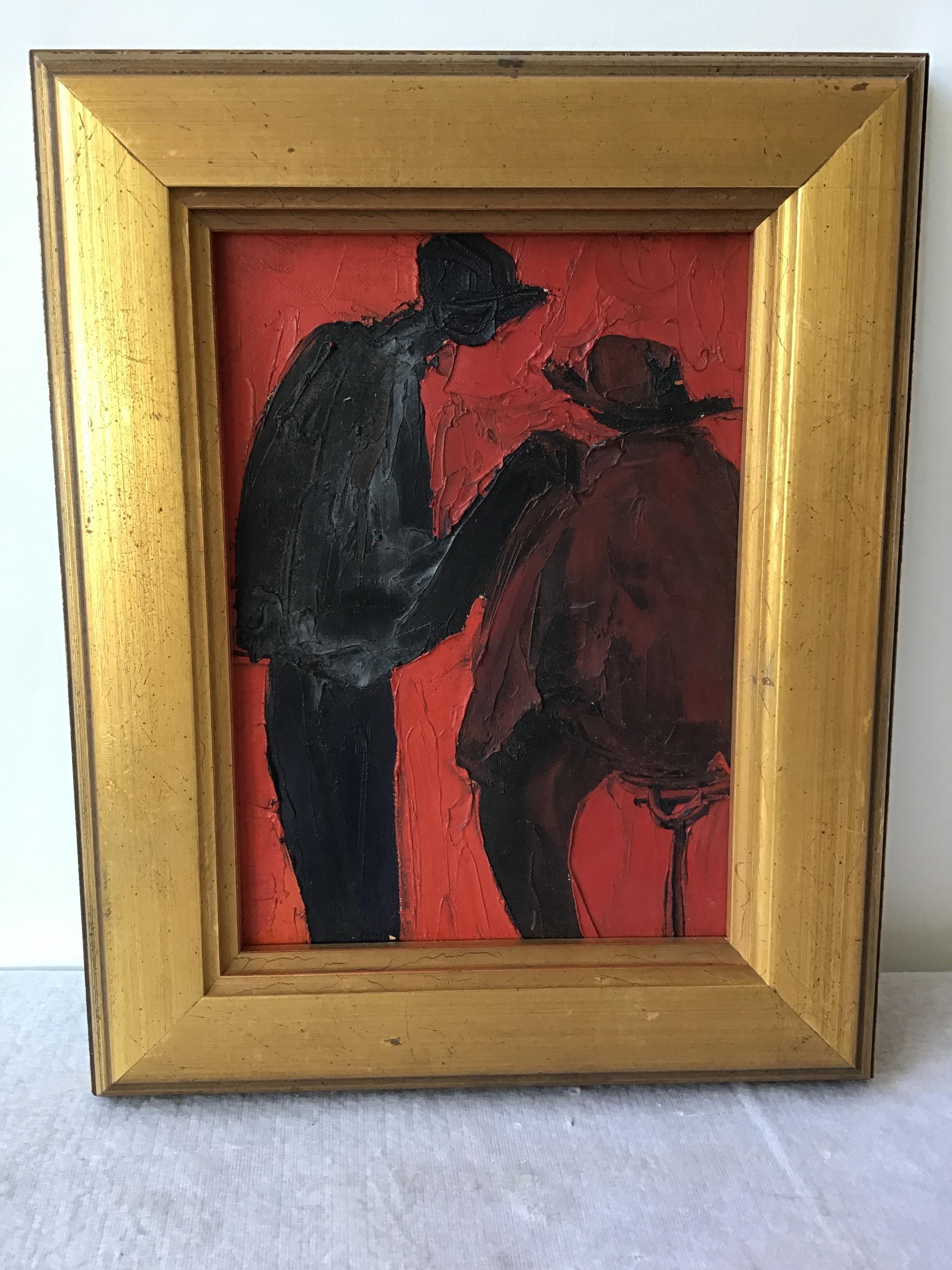 1960s French Black and Red Figural Paintings 3