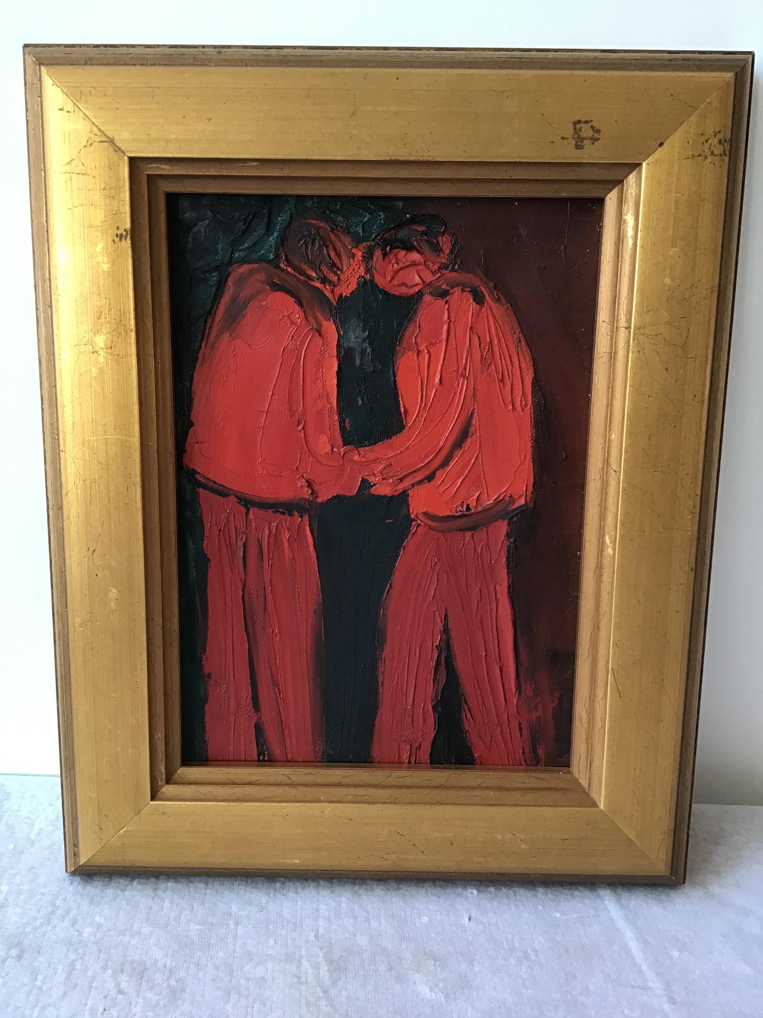 1960s French Black and Red Figural Paintings 4
