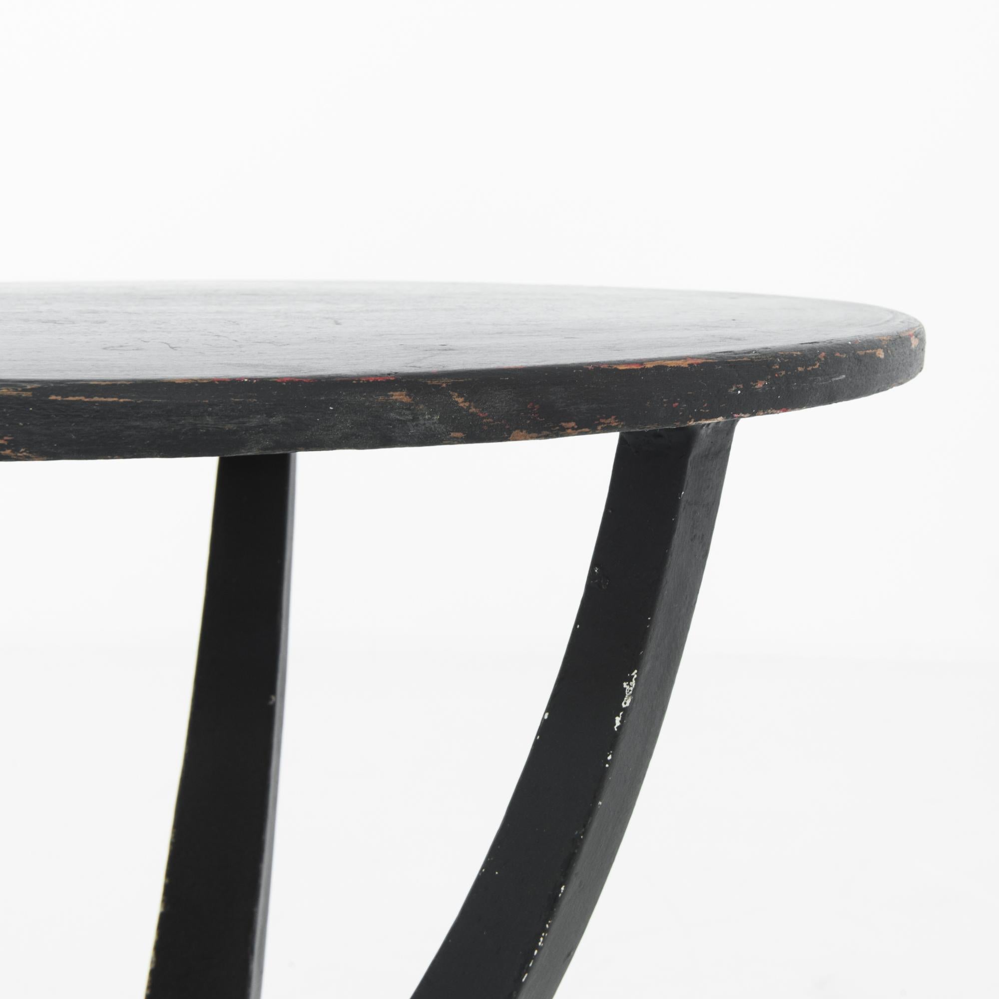 Wood 1960s French Black Bistro Table