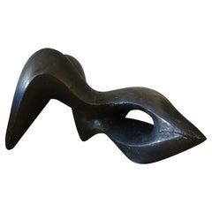 1960s French Black Plaster Abstract Sculpture