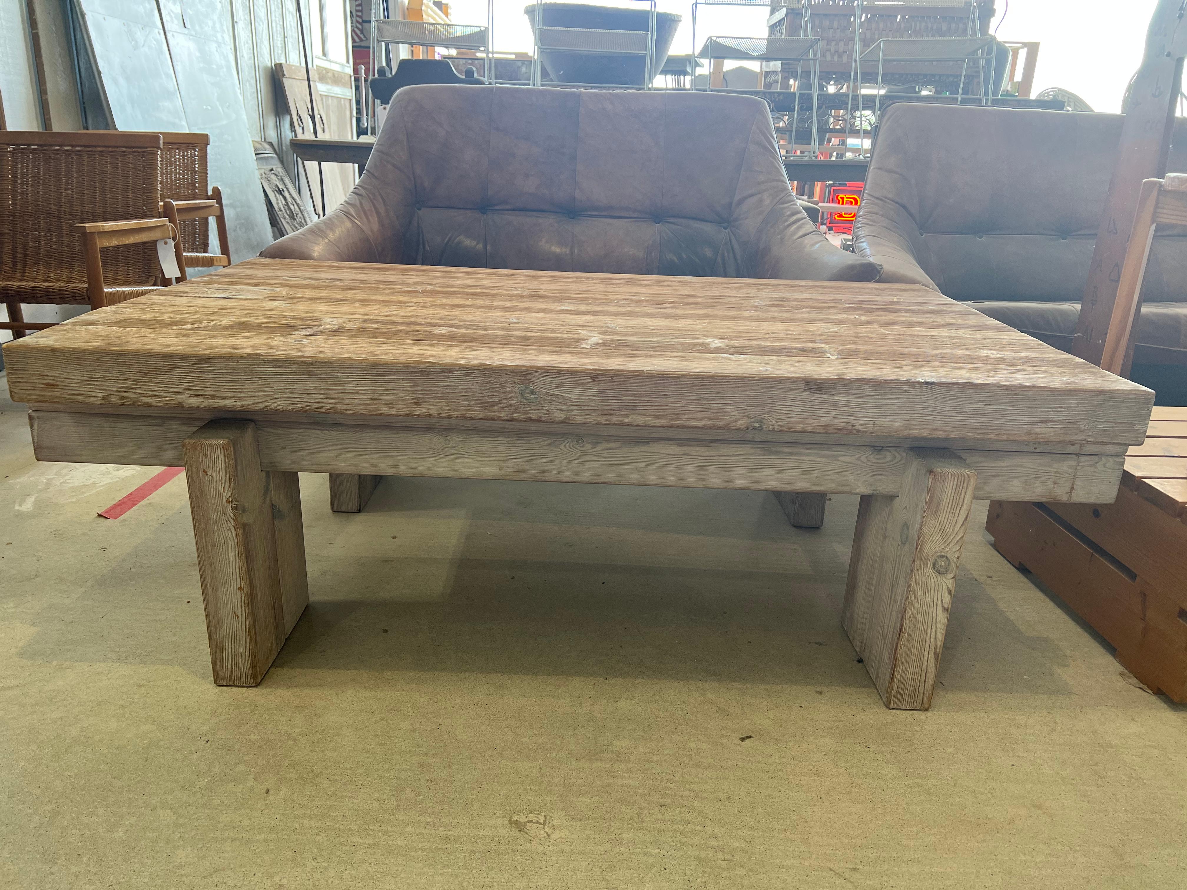 1960’s large French bleached oak coffee table. 